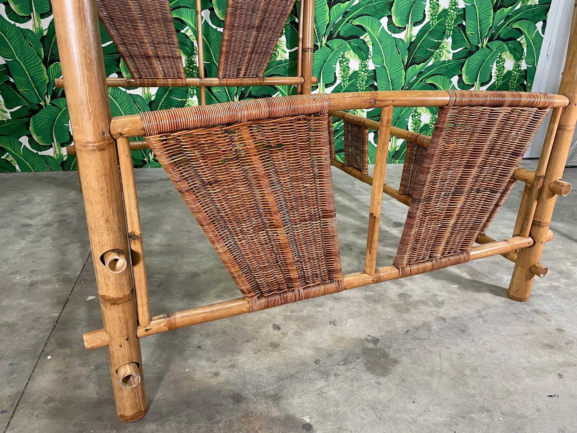 Late 20th Century Bamboo and Rattan Queen Size Canopy Bed