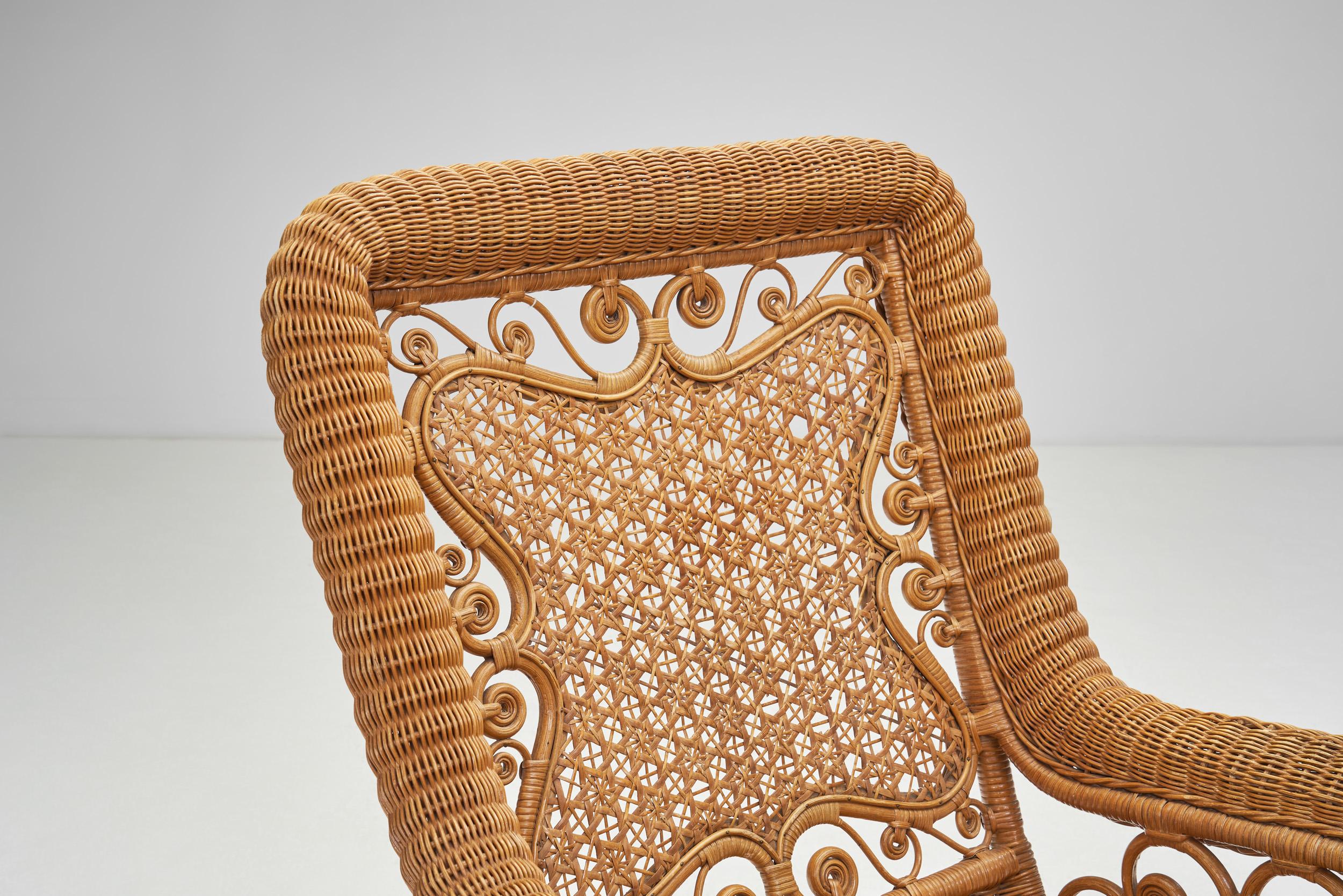 Bamboo and Rattan Rocking Chair, Europe First Half of the 20th Century 4