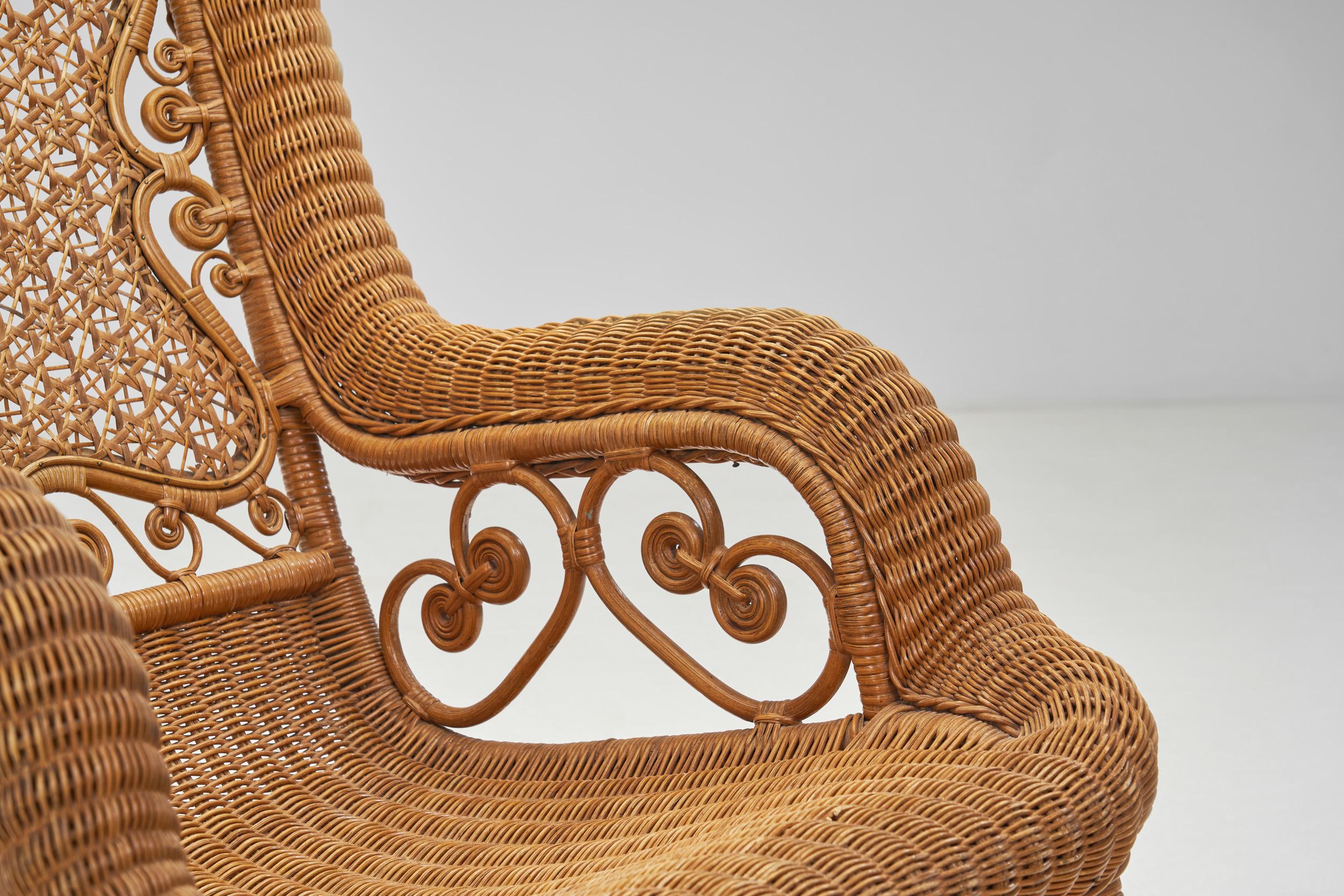 Bamboo and Rattan Rocking Chair, Europe First Half of the 20th Century 6