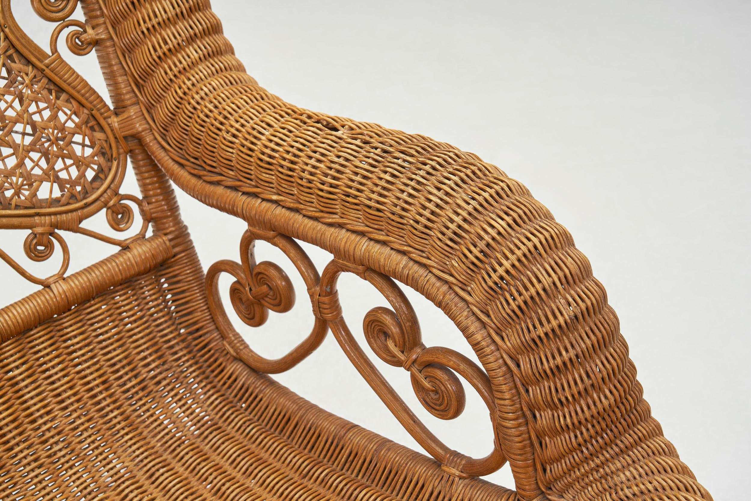 Bamboo and Rattan Rocking Chair, Europe First Half of the 20th Century 7