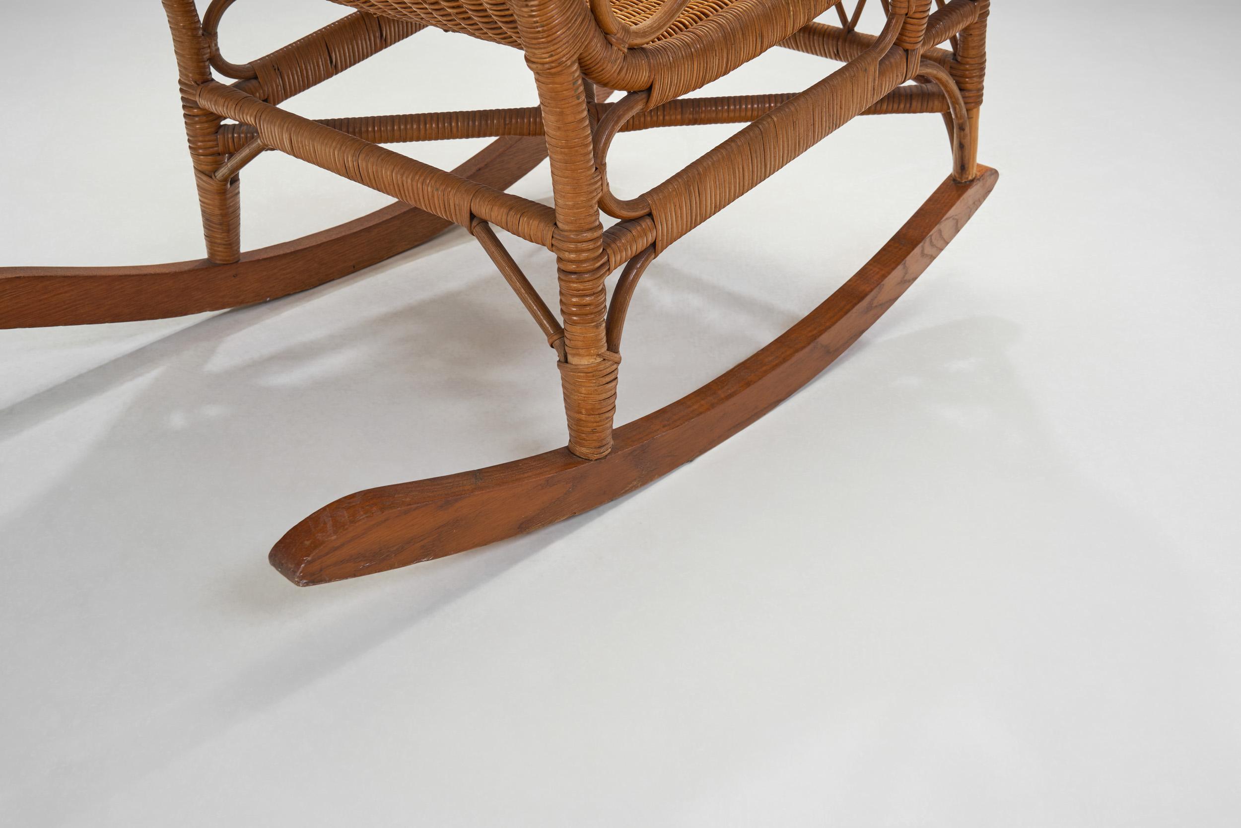 Bamboo and Rattan Rocking Chair, Europe First Half of the 20th Century 11