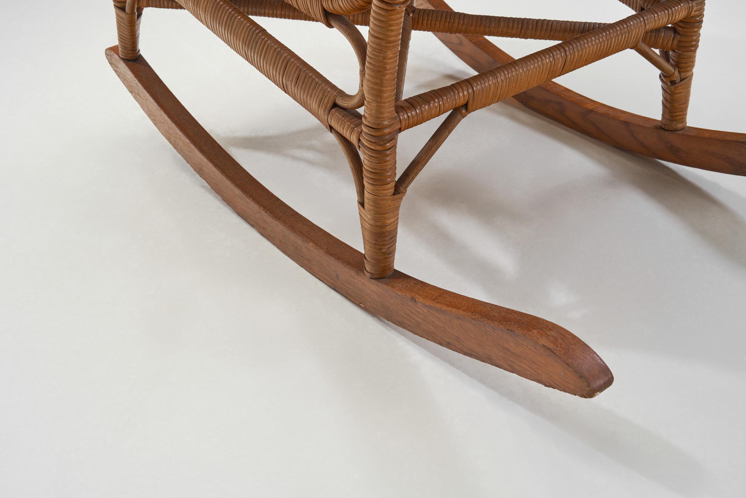Bamboo and Rattan Rocking Chair, Europe First Half of the 20th Century 12