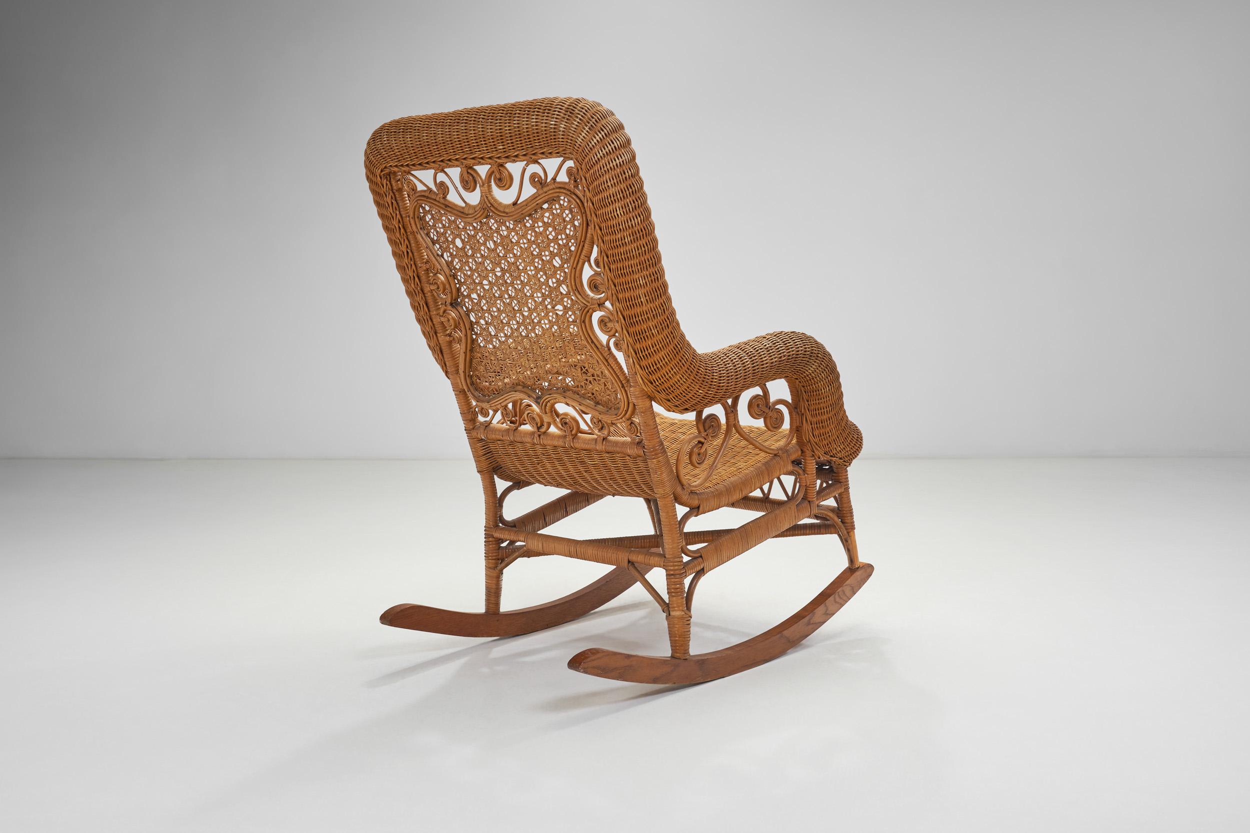 Bamboo and Rattan Rocking Chair, Europe First Half of the 20th Century 1