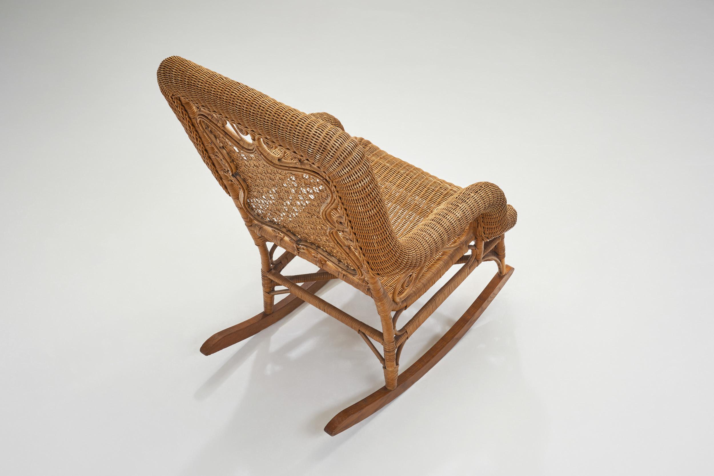 Bamboo and Rattan Rocking Chair, Europe First Half of the 20th Century 2