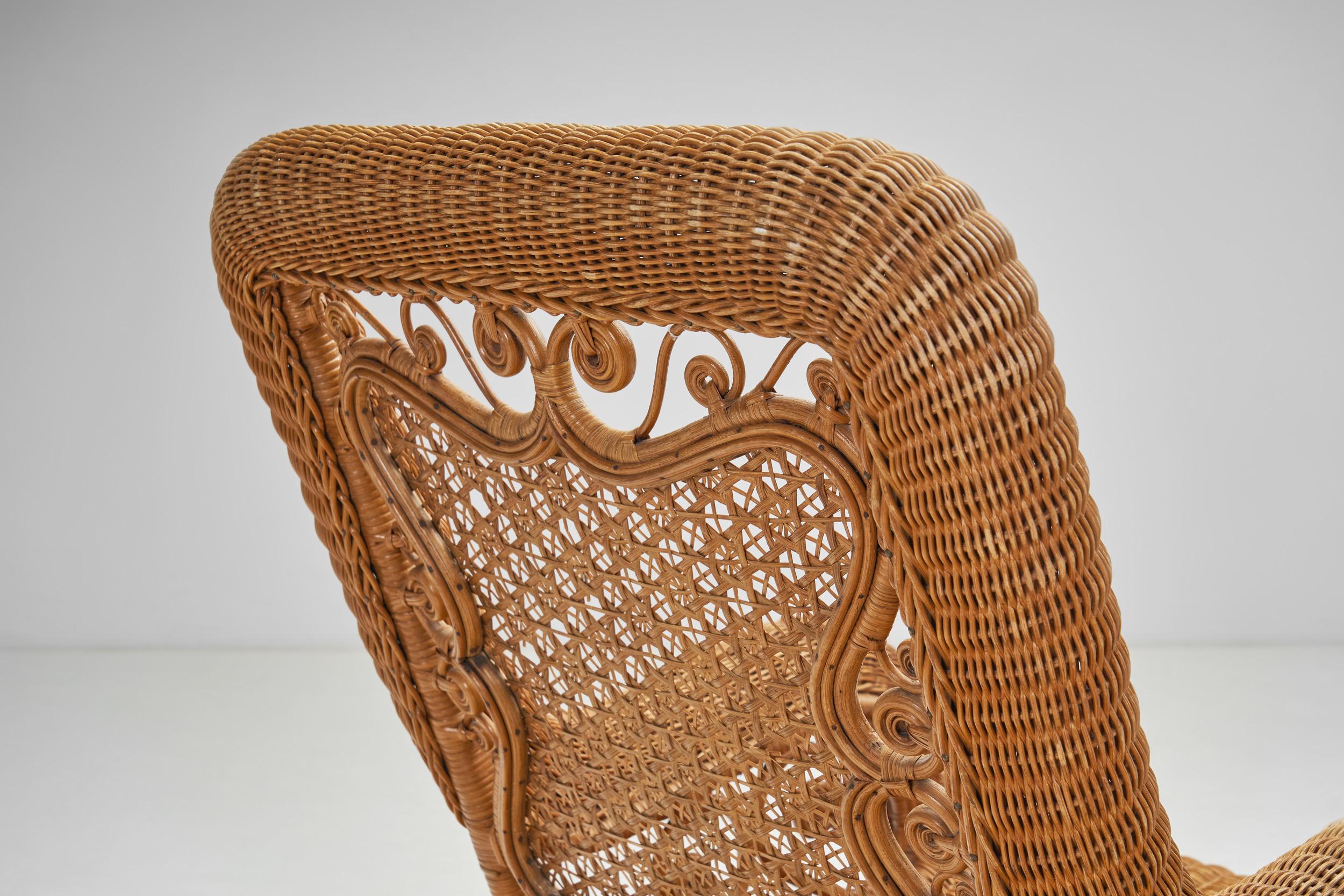 Bamboo and Rattan Rocking Chair, Europe First Half of the 20th Century 3