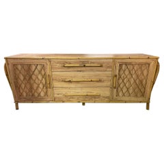 Bamboo and Rattan Sculptural Framed Credenza