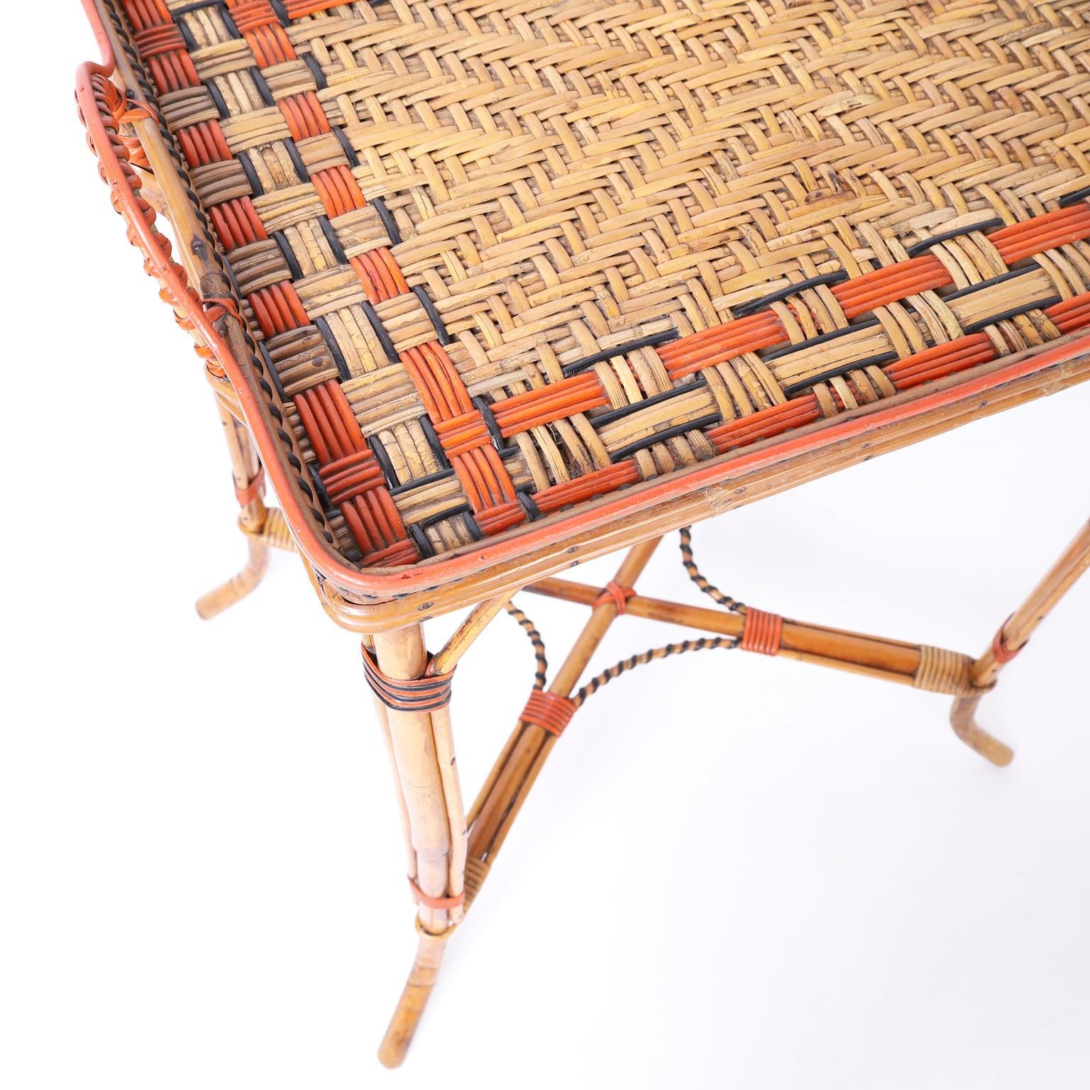 20th Century Bamboo and Rattan Serving Stand or Bar