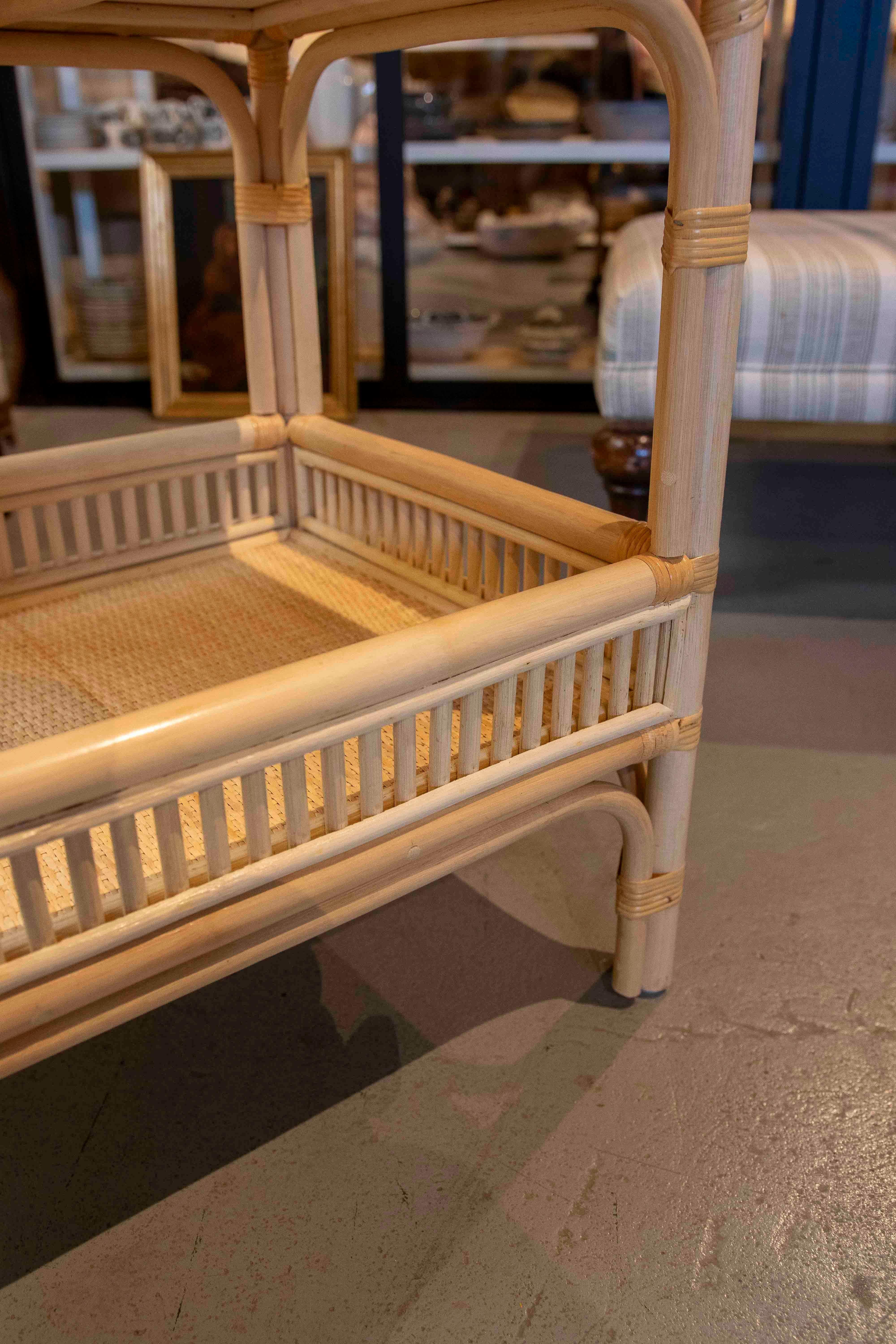 Bamboo and Rattan Side Table or Bedside Table with Two Ballads For Sale 8