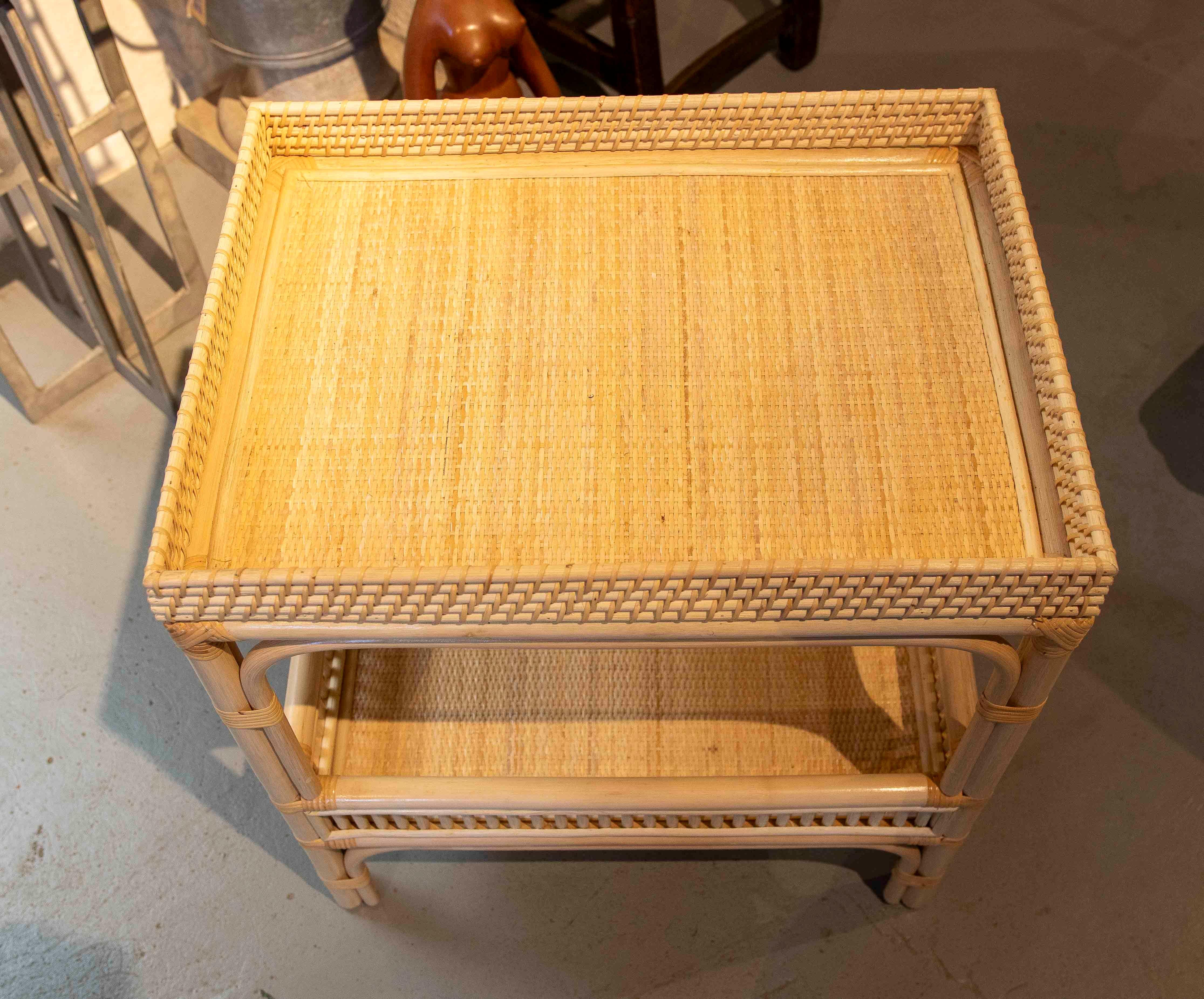 Bamboo and Rattan Side Table or Bedside Table with Two Ballads For Sale 9