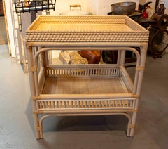 Bamboo and Rattan Side Table or Bedside Table with Two Ballads