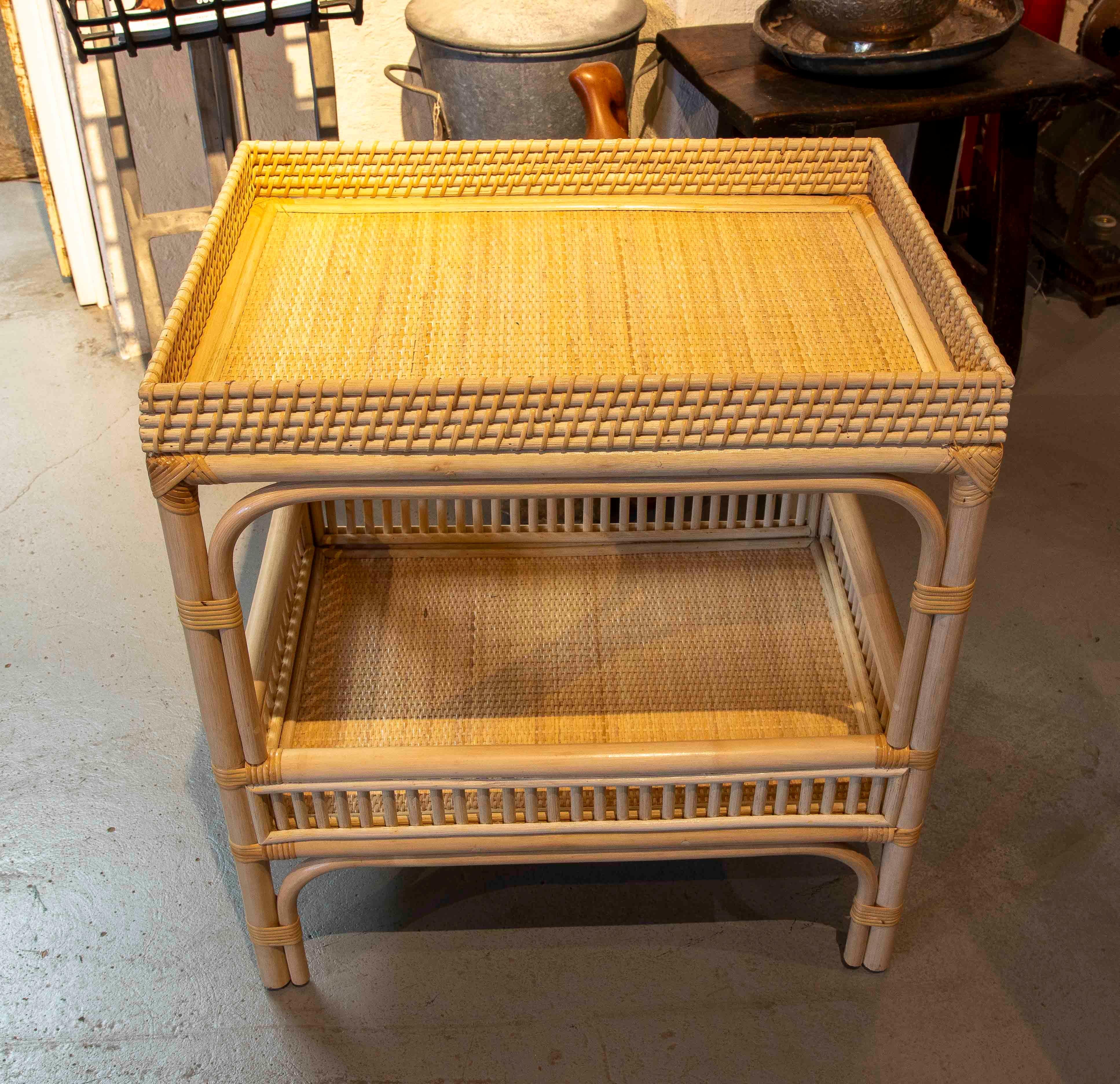 Bamboo and Rattan Side Table or Bedside Table with Two Ballads In Good Condition For Sale In Marbella, ES