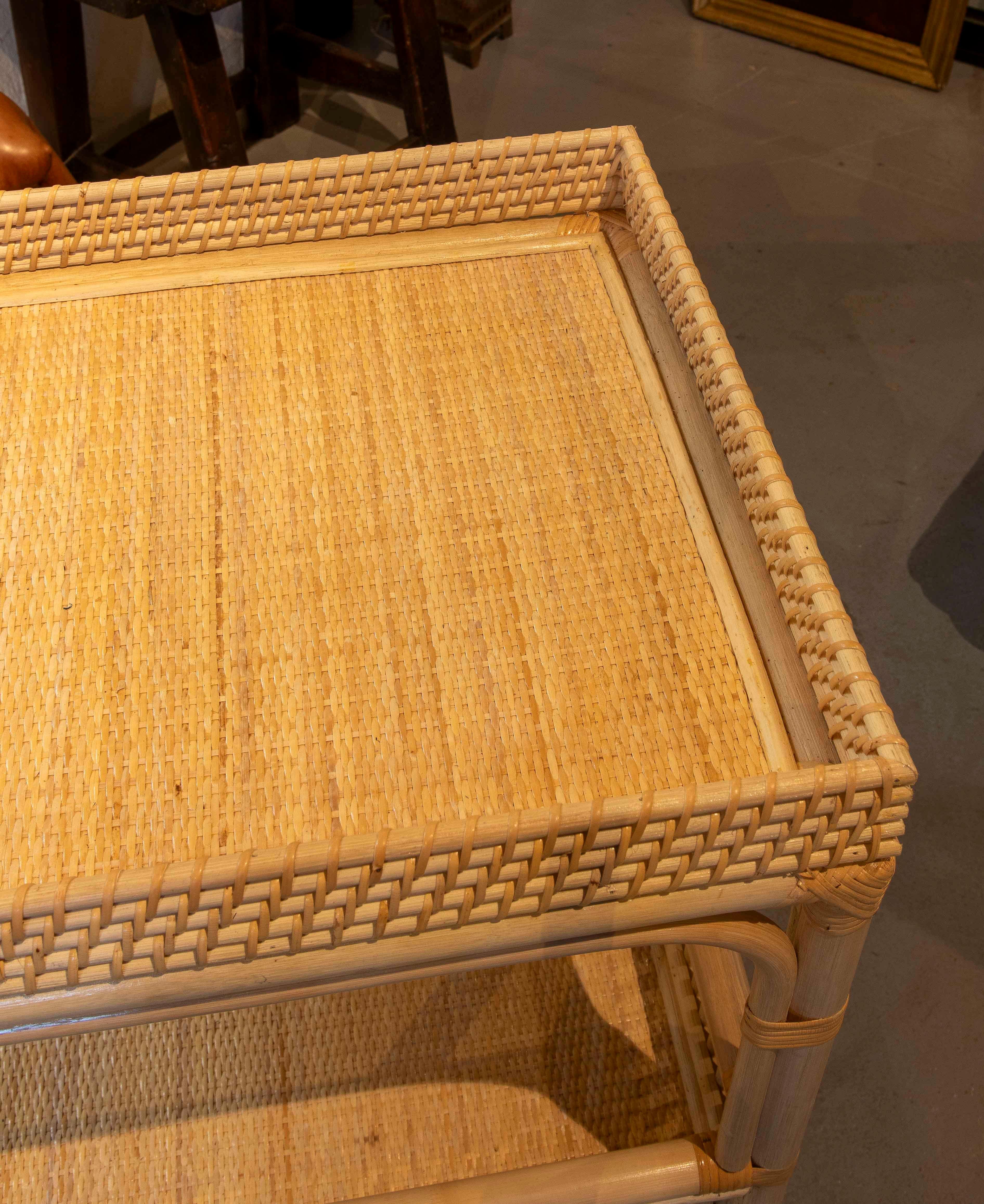Bamboo and Rattan Side Table or Bedside Table with Two Ballads For Sale 1