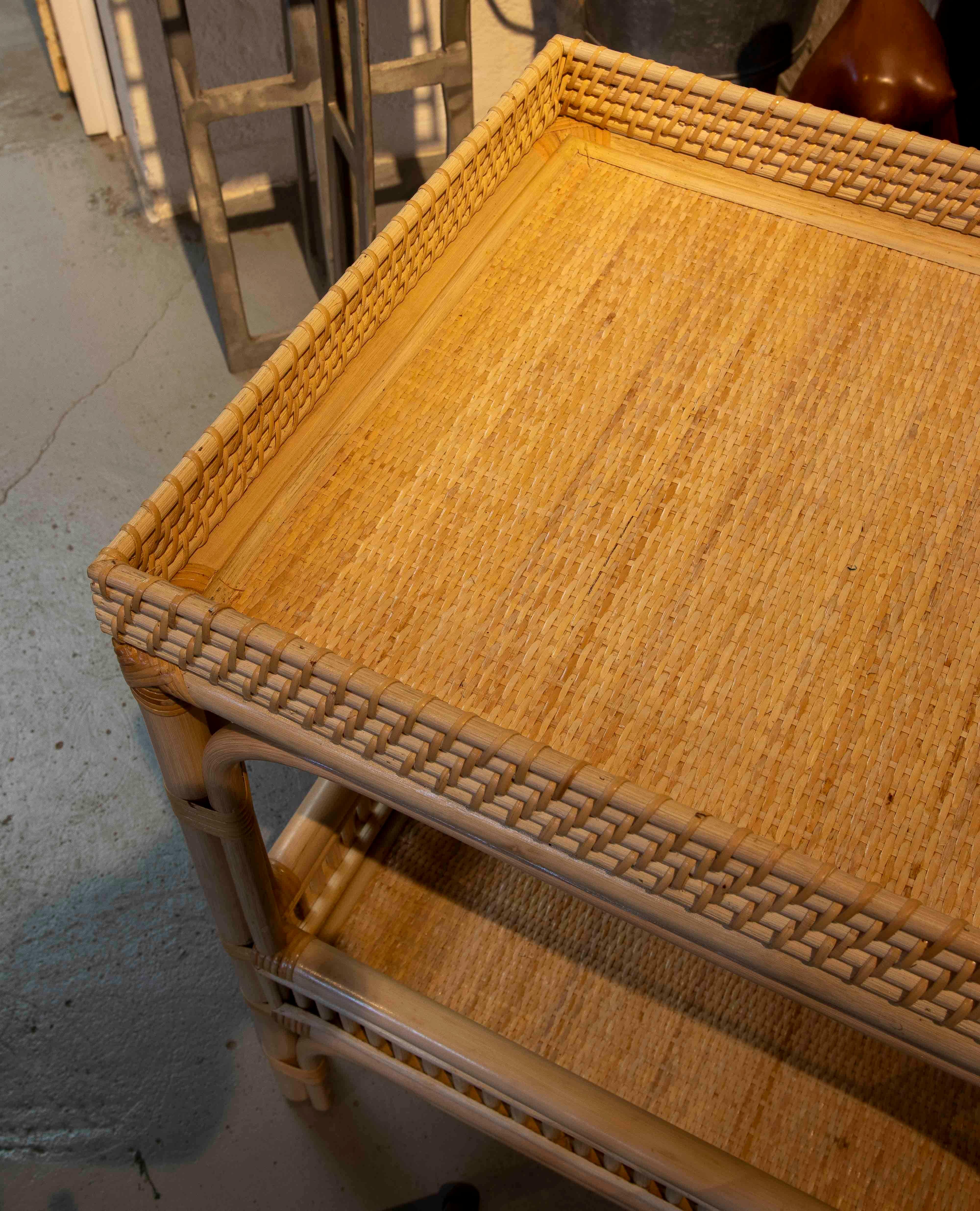 Bamboo and Rattan Side Table or Bedside Table with Two Ballads For Sale 2