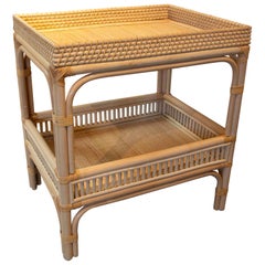 Bamboo and Rattan Side Table or Bedside Table with Two Ballads