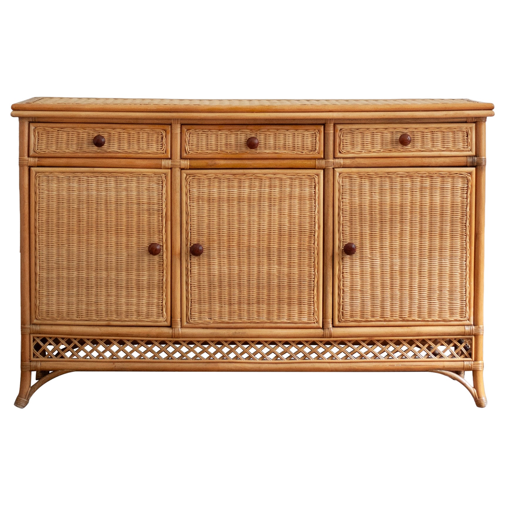 Bamboo and Rattan Sideboard – 1970s For Sale