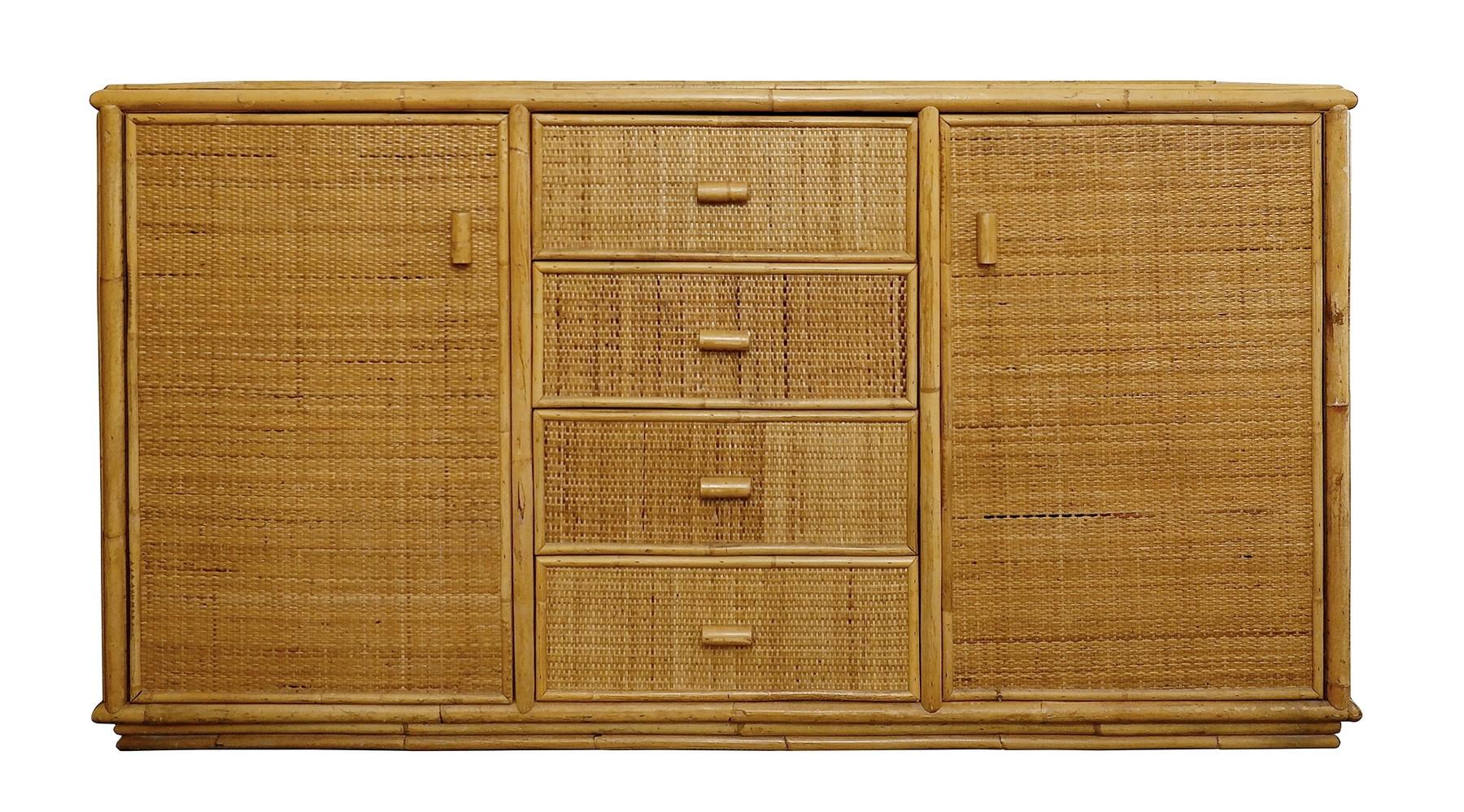 Bamboo and rattan sideboard.