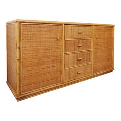 Vintage Bamboo And Rattan Sideboard