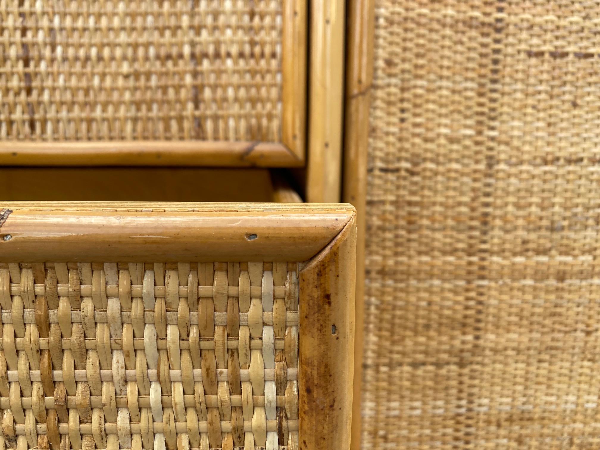 Late 20th Century Bamboo and Rattan Sideboard, Italy 70s For Sale