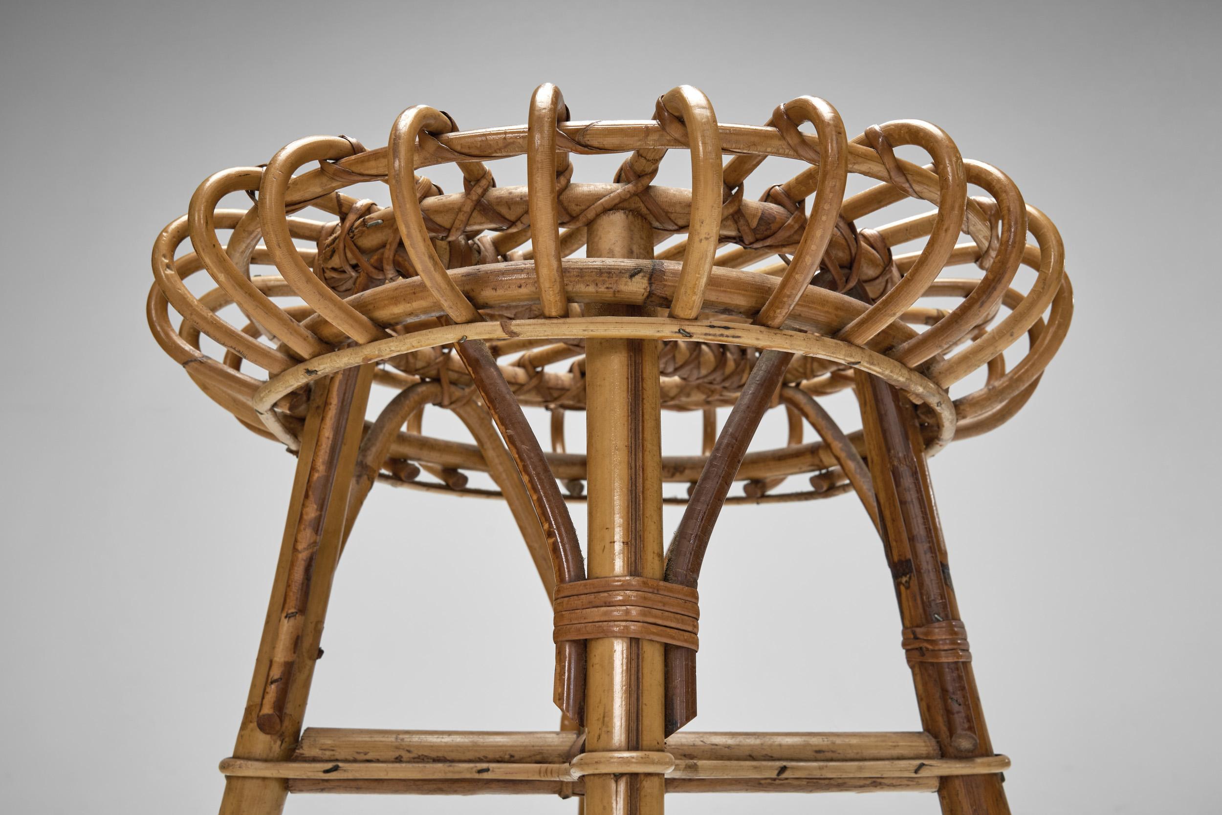 Hocker aus Bambus und Rattan von Franco Albini (Attr.), Italien 1960er Jahre im Angebot 4
