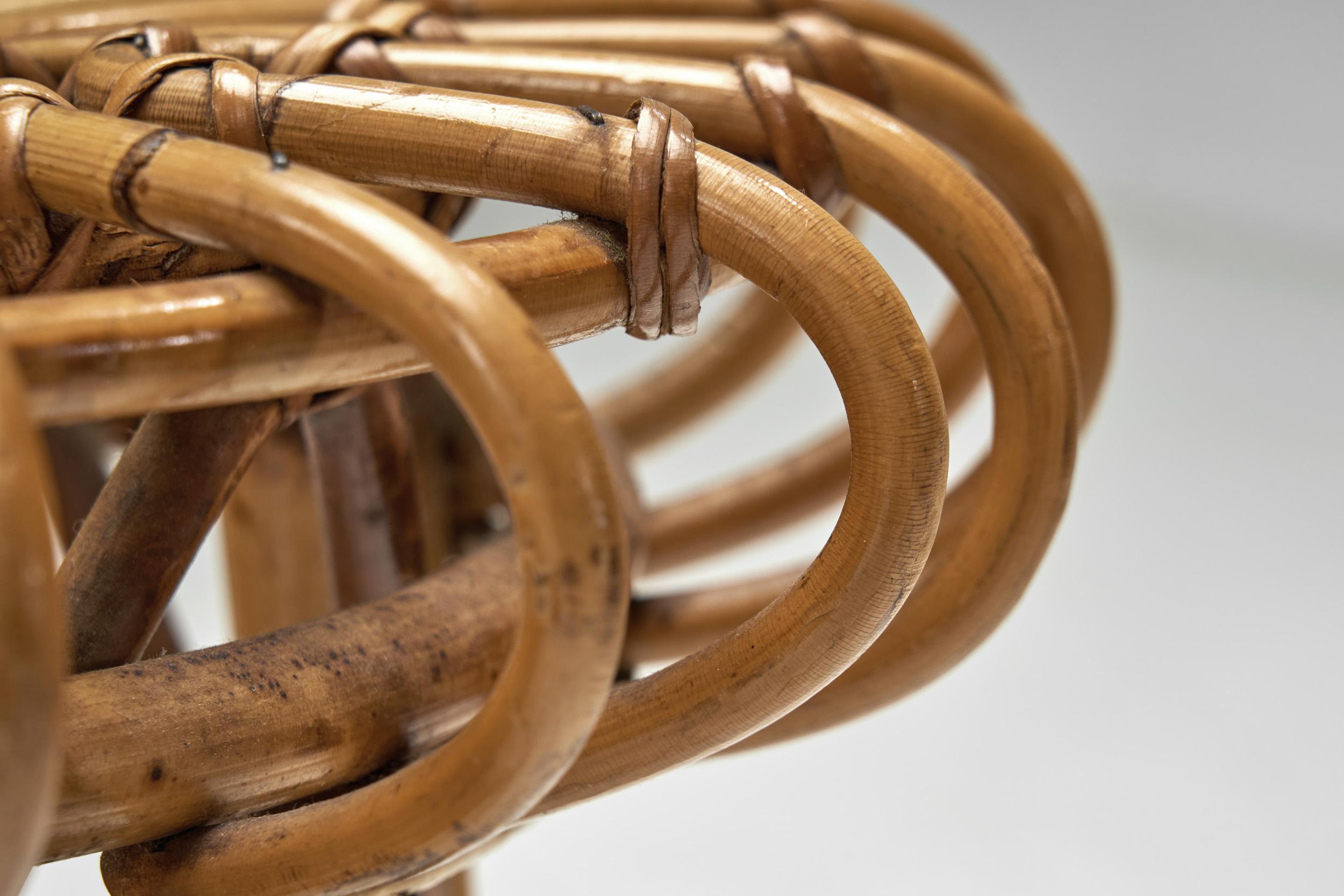 Hocker aus Bambus und Rattan von Franco Albini (Attr.), Italien 1960er Jahre im Angebot 5