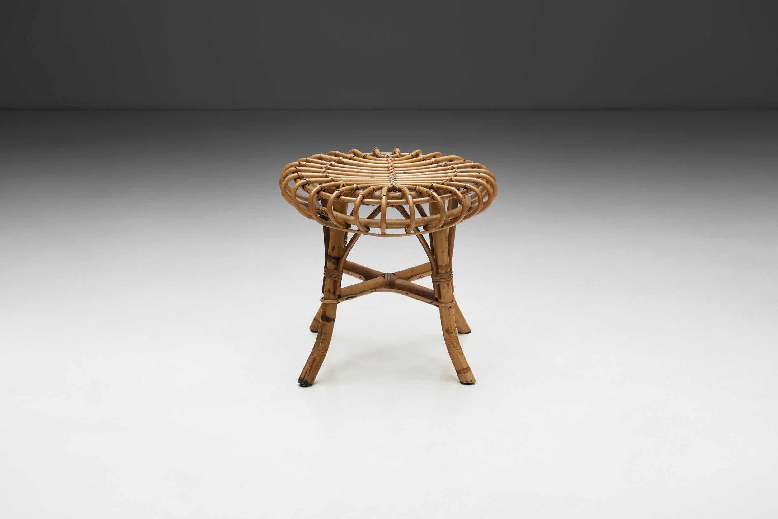 Hocker aus Bambus und Rattan von Franco Albini (Attr.), Italien 1960er Jahre im Zustand „Gut“ im Angebot in Utrecht, NL