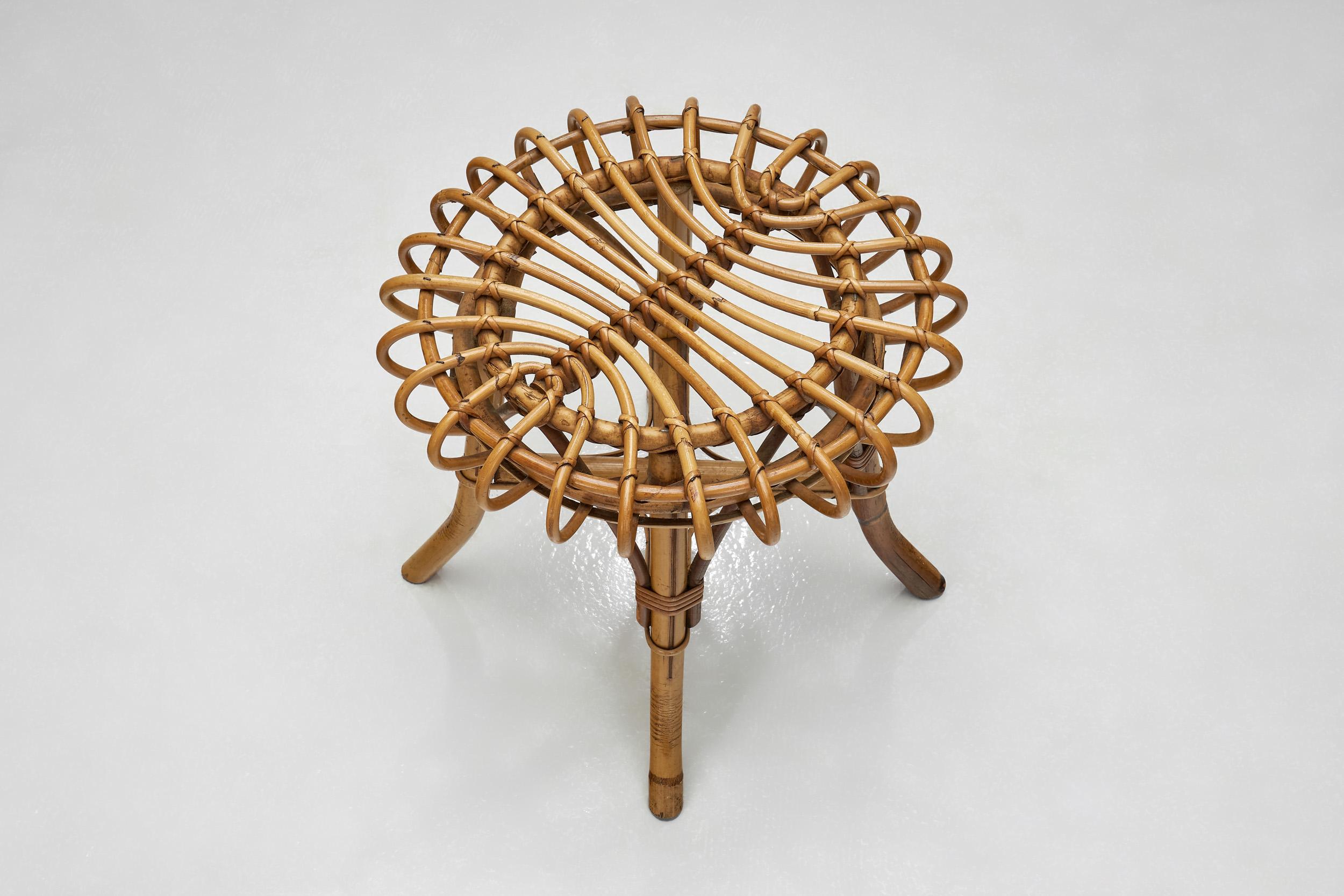 Hocker aus Bambus und Rattan von Franco Albini (Attr.), Italien 1960er Jahre (Mitte des 20. Jahrhunderts) im Angebot