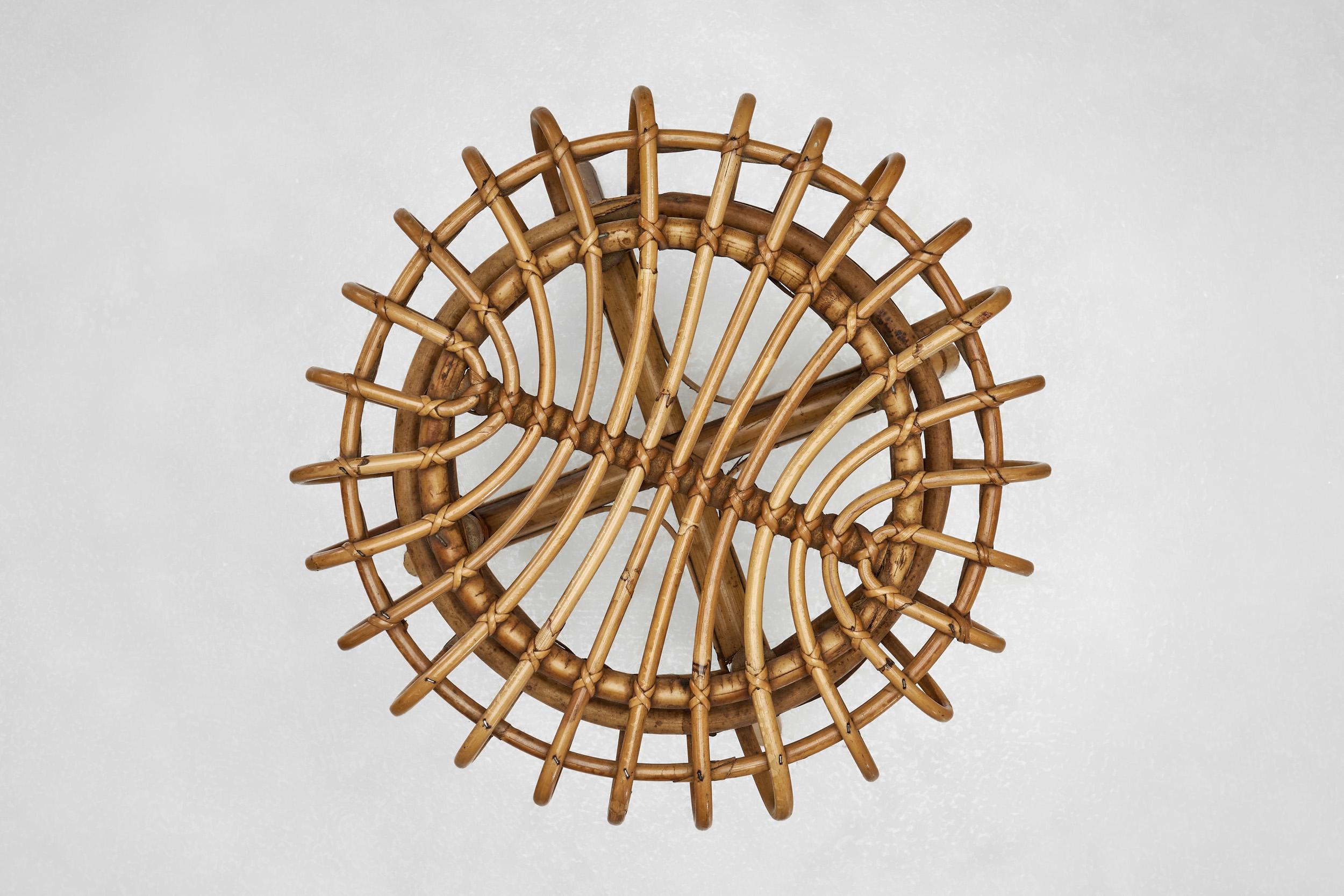 Hocker aus Bambus und Rattan von Franco Albini (Attr.), Italien 1960er Jahre im Angebot 1