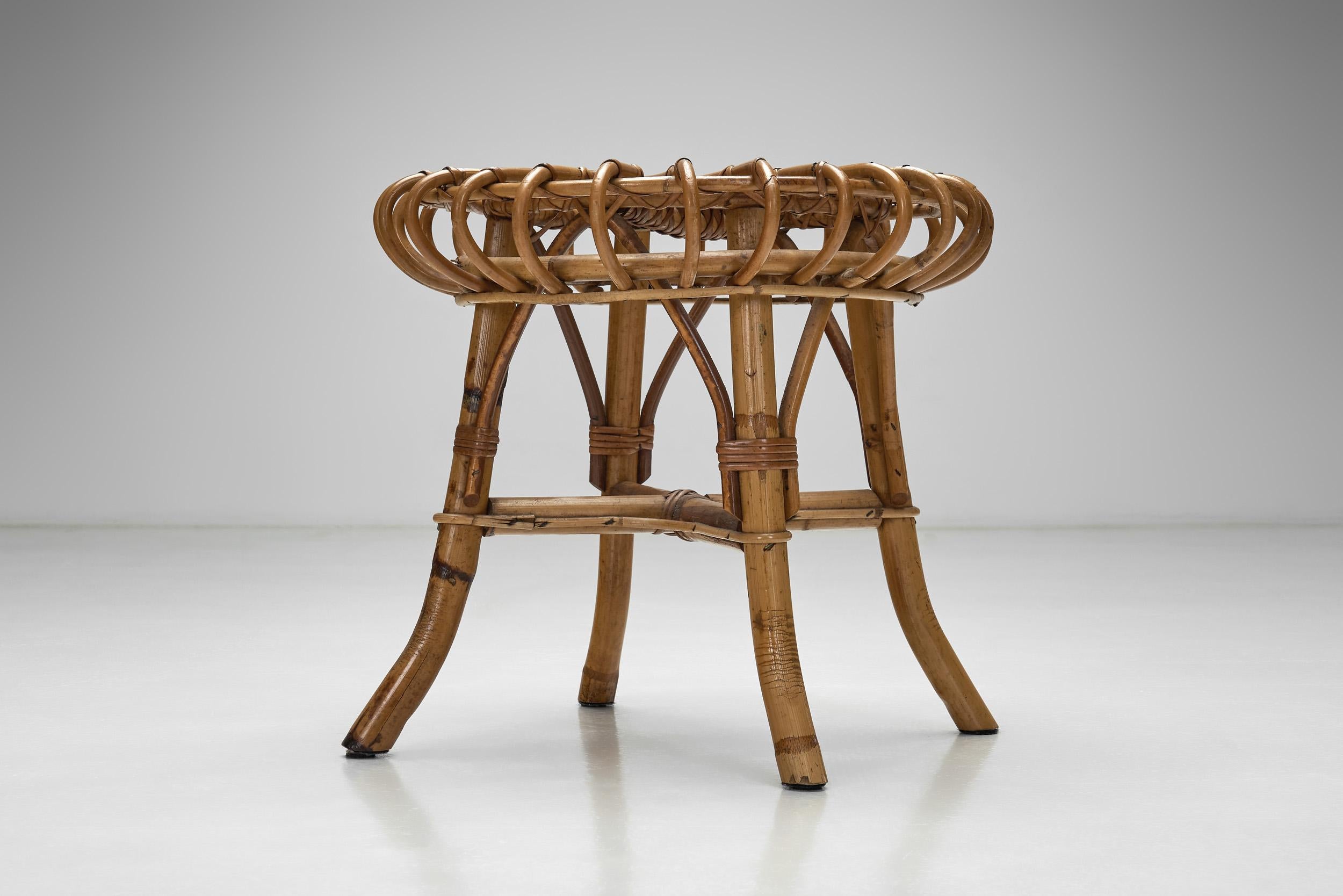 Hocker aus Bambus und Rattan von Franco Albini (Attr.), Italien 1960er Jahre im Angebot 3