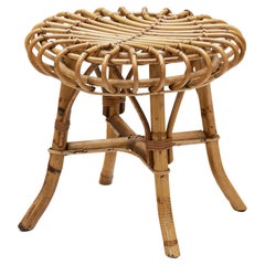 Tabouret en bambou et rotin de Franco Albini (Attr.), Italie, années 1960