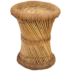 Bamboo and Rattan Stool or Side Table, 20th Century