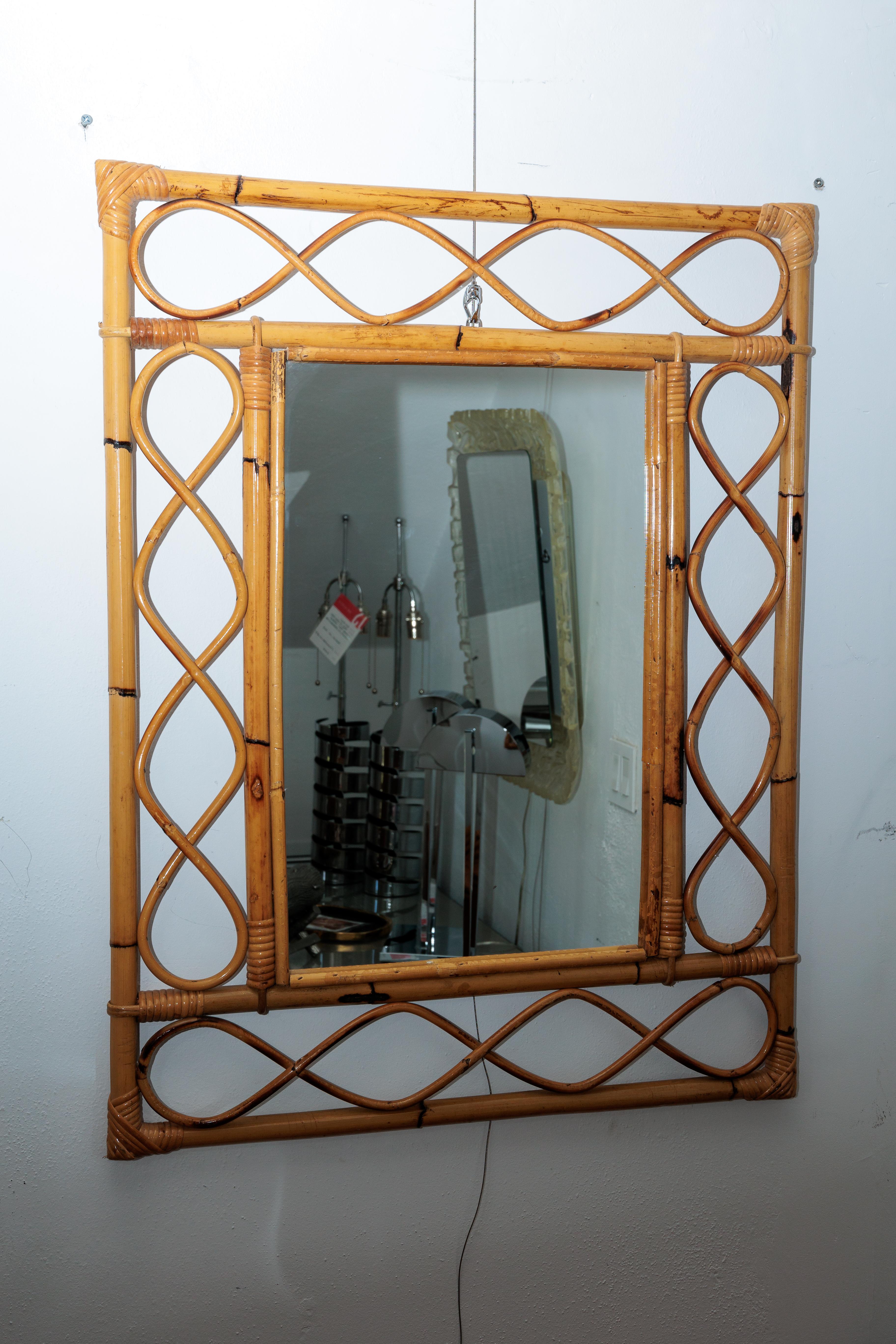 Italian Bamboo and Rattan Surround Mirror