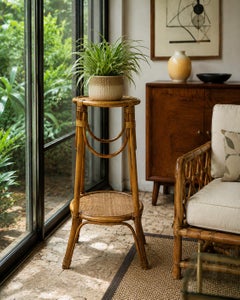 Bamboo and Rattan Table in the Style of Louis Sognot, 1950s France
