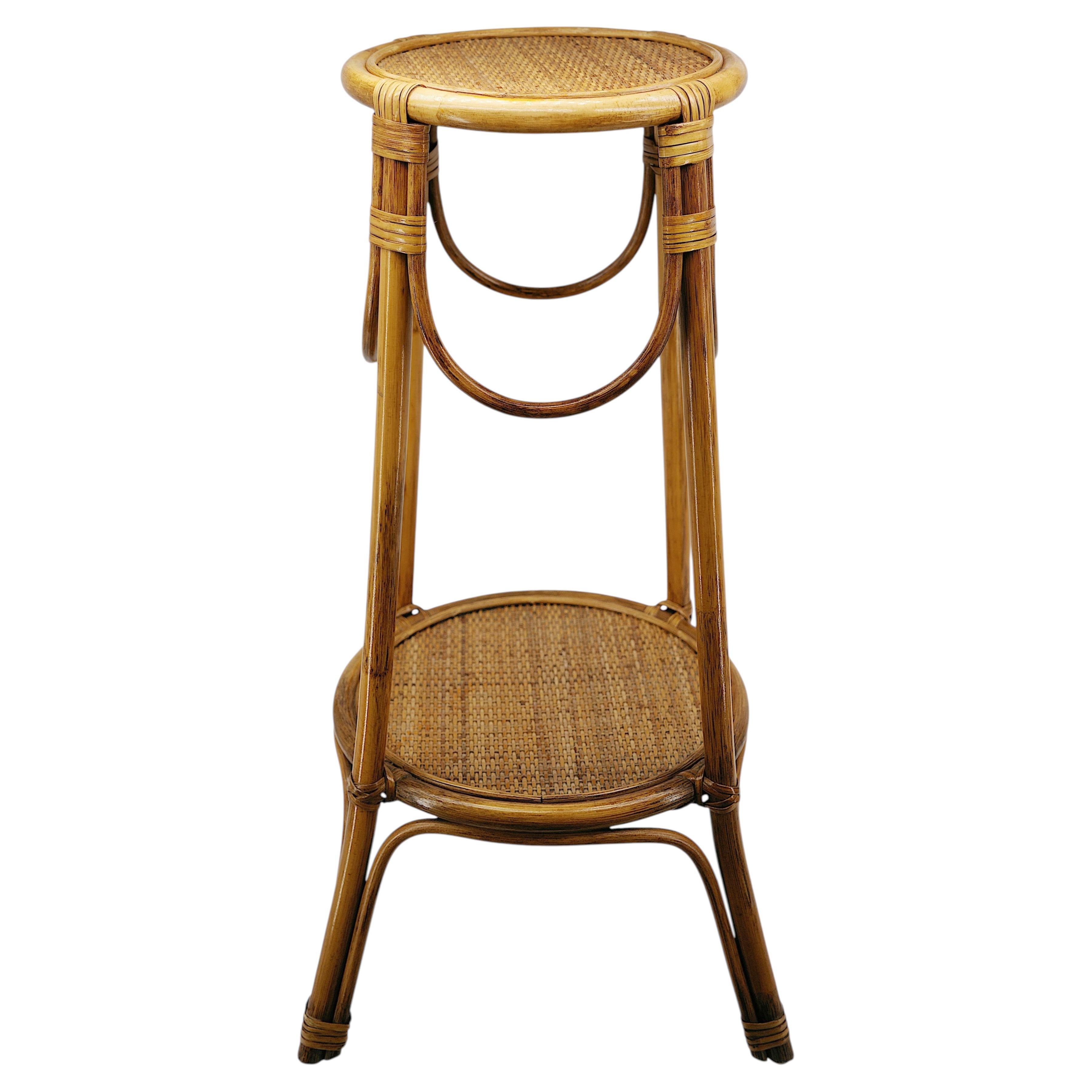 Tavolo in bambù e rattan nello stile di Louis Sognot, Francia anni '50 in vendita