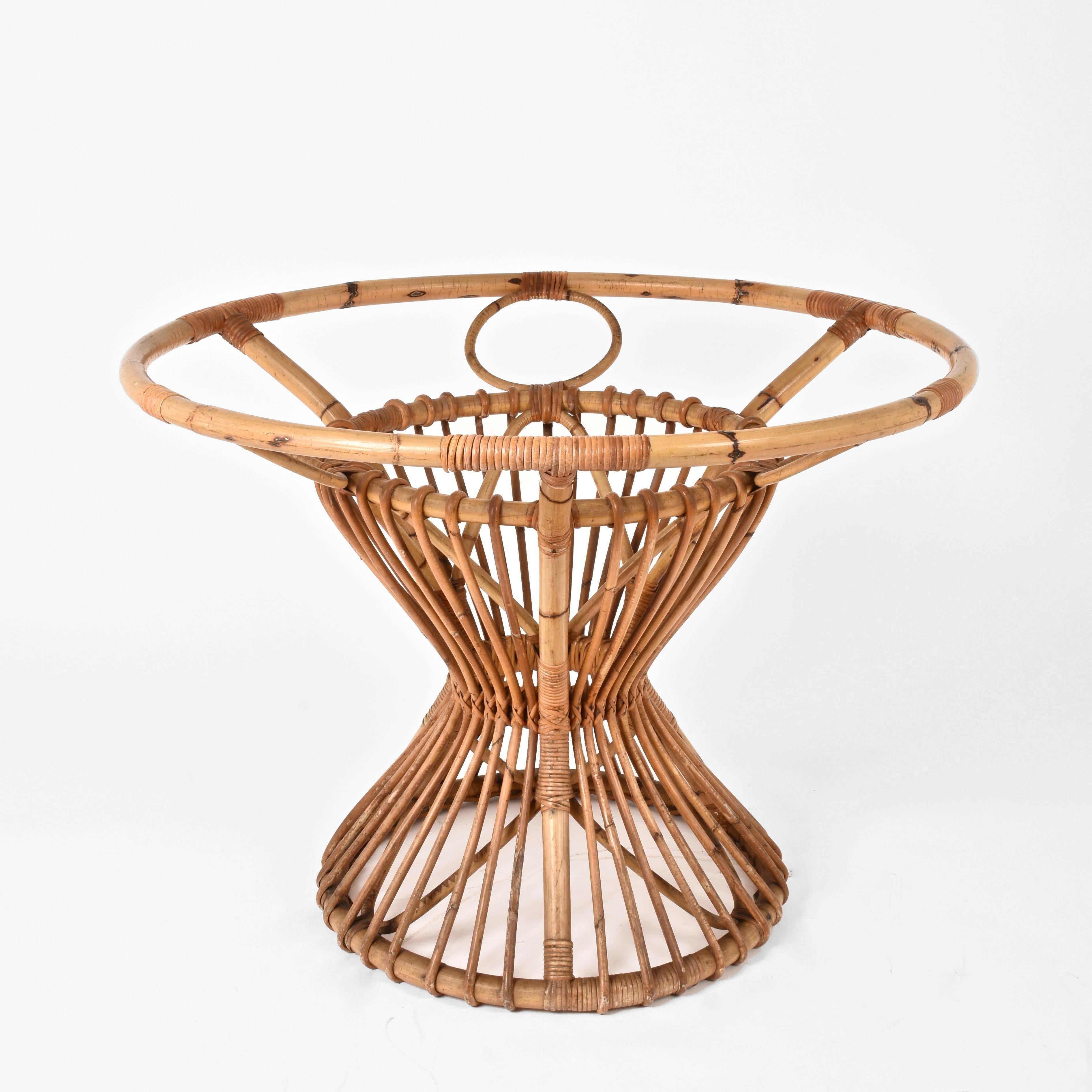 Mid-Century Modern Bamboo and Rattan Table, Suitable for Franco Albini, Italy, 1960s