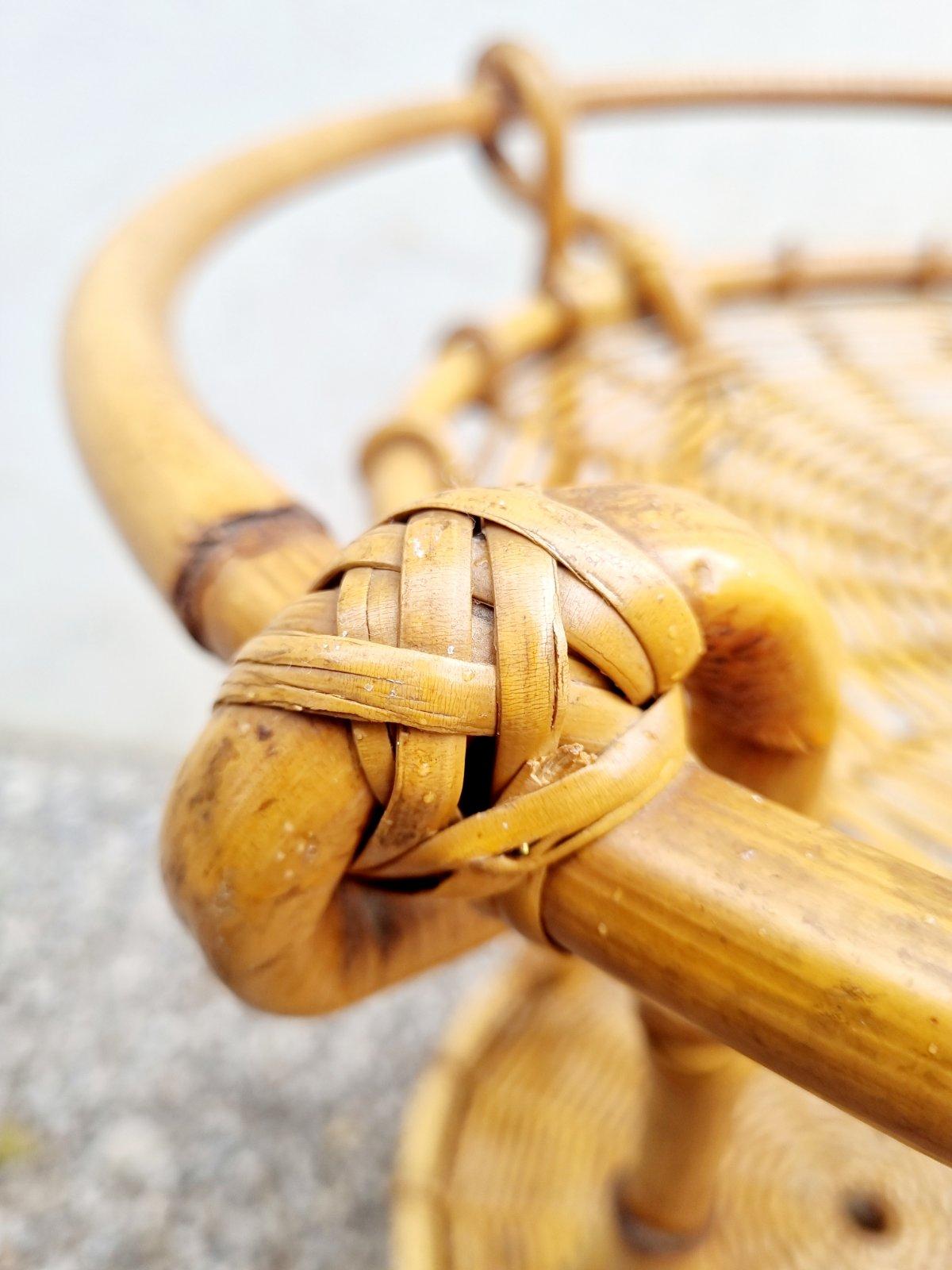 Bamboo and Rattan Trolley Fratellino Design by Franco Albini & Franca Helg, 60s For Sale 4