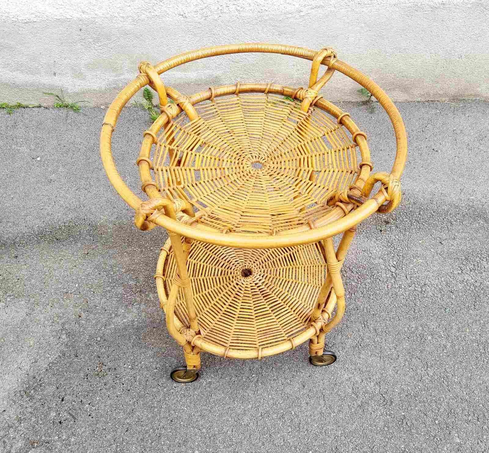 Bamboo and Rattan Trolley Fratellino Design by Franco Albini & Franca Helg, 60s For Sale 5