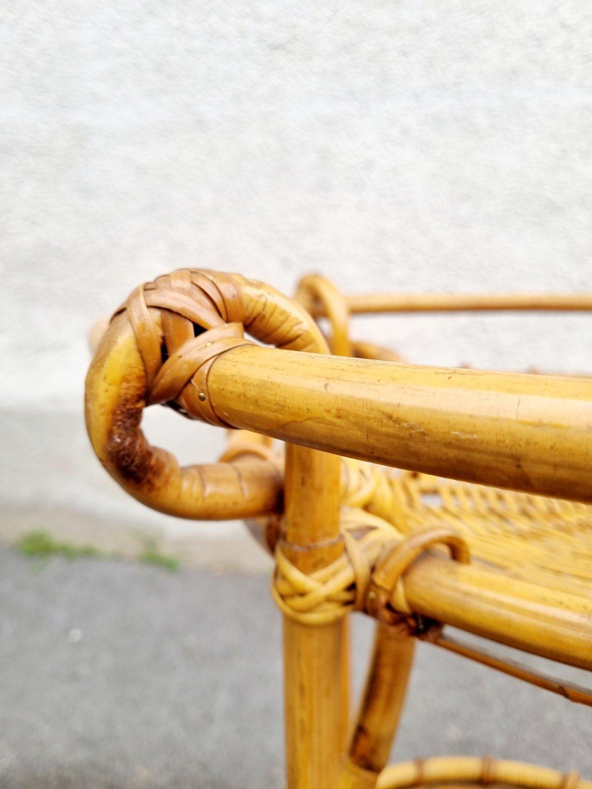 Bamboo and Rattan Trolley Fratellino Design by Franco Albini & Franca Helg, 60s For Sale 6