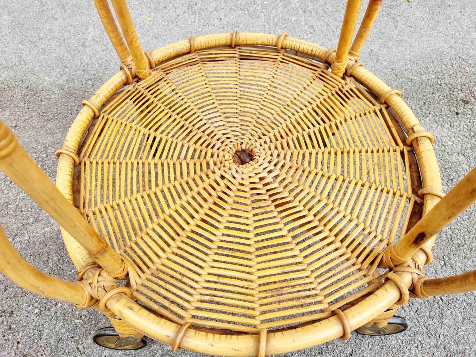 Bamboo and Rattan Trolley Fratellino Design by Franco Albini & Franca Helg, 60s For Sale 1