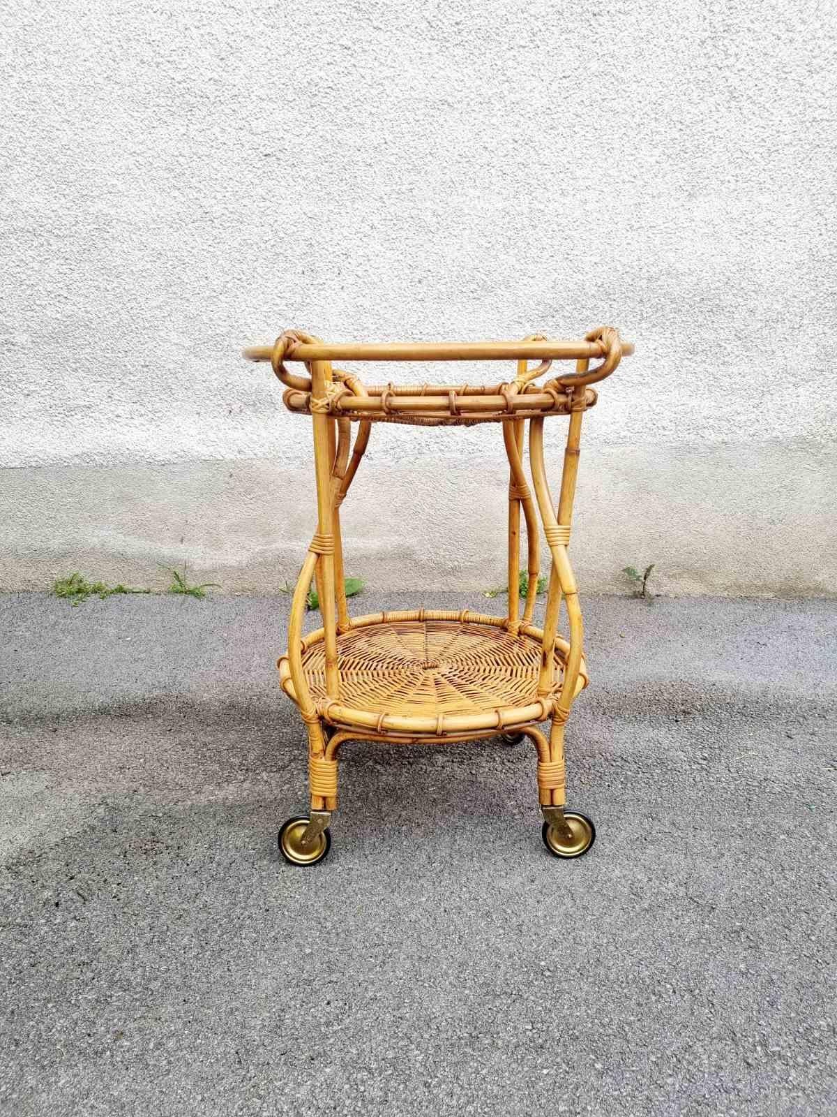 Bamboo and Rattan Trolley Fratellino Design by Franco Albini & Franca Helg, 60s For Sale 2