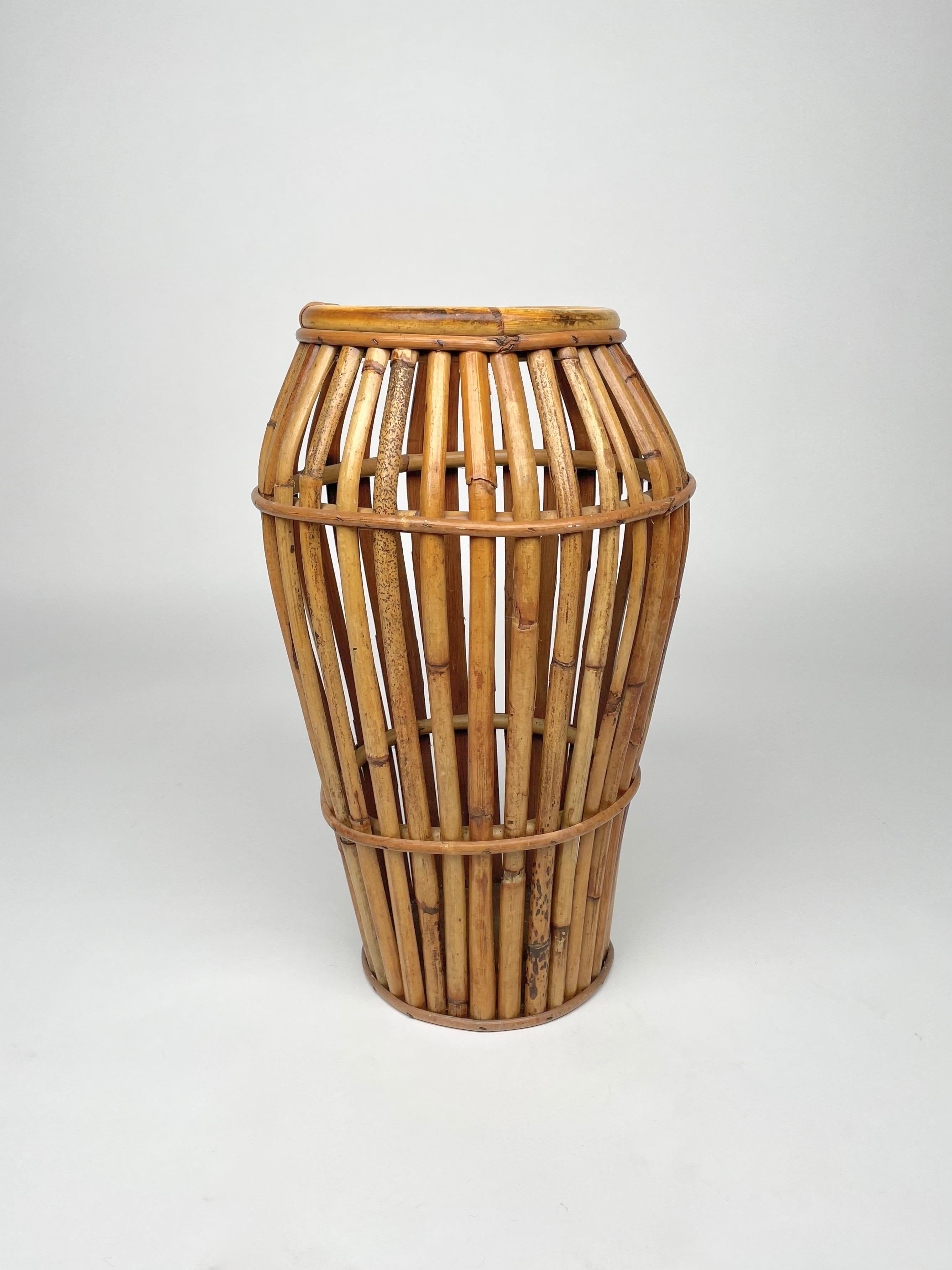 Bamboo and Rattan Umbrella Stand, Italy, 1960s In Good Condition For Sale In Rome, IT