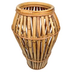 Bamboo and Rattan Umbrella Stand, Italy, 1960s