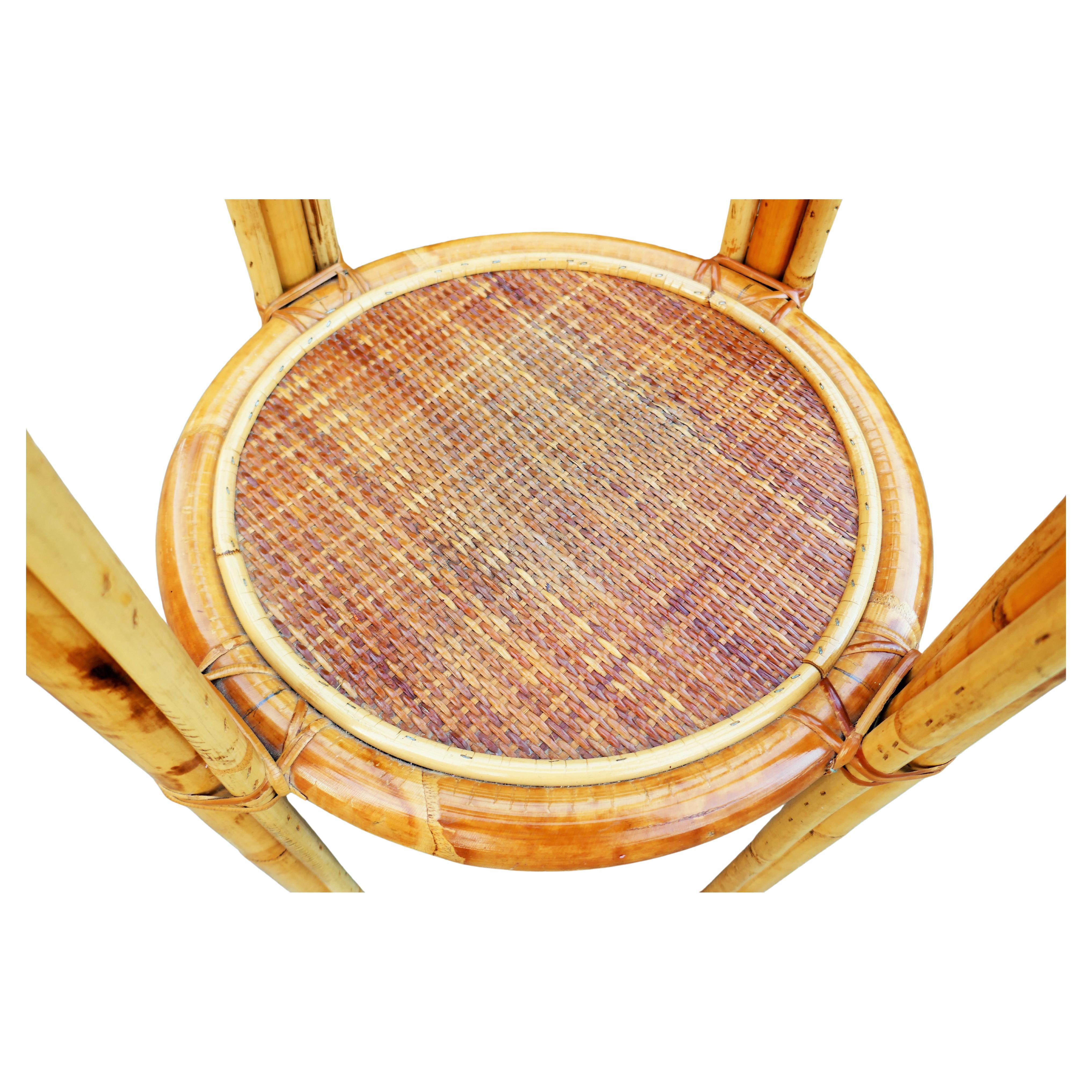 Mid-20th Century Bamboo and rattan vase stand in vendita