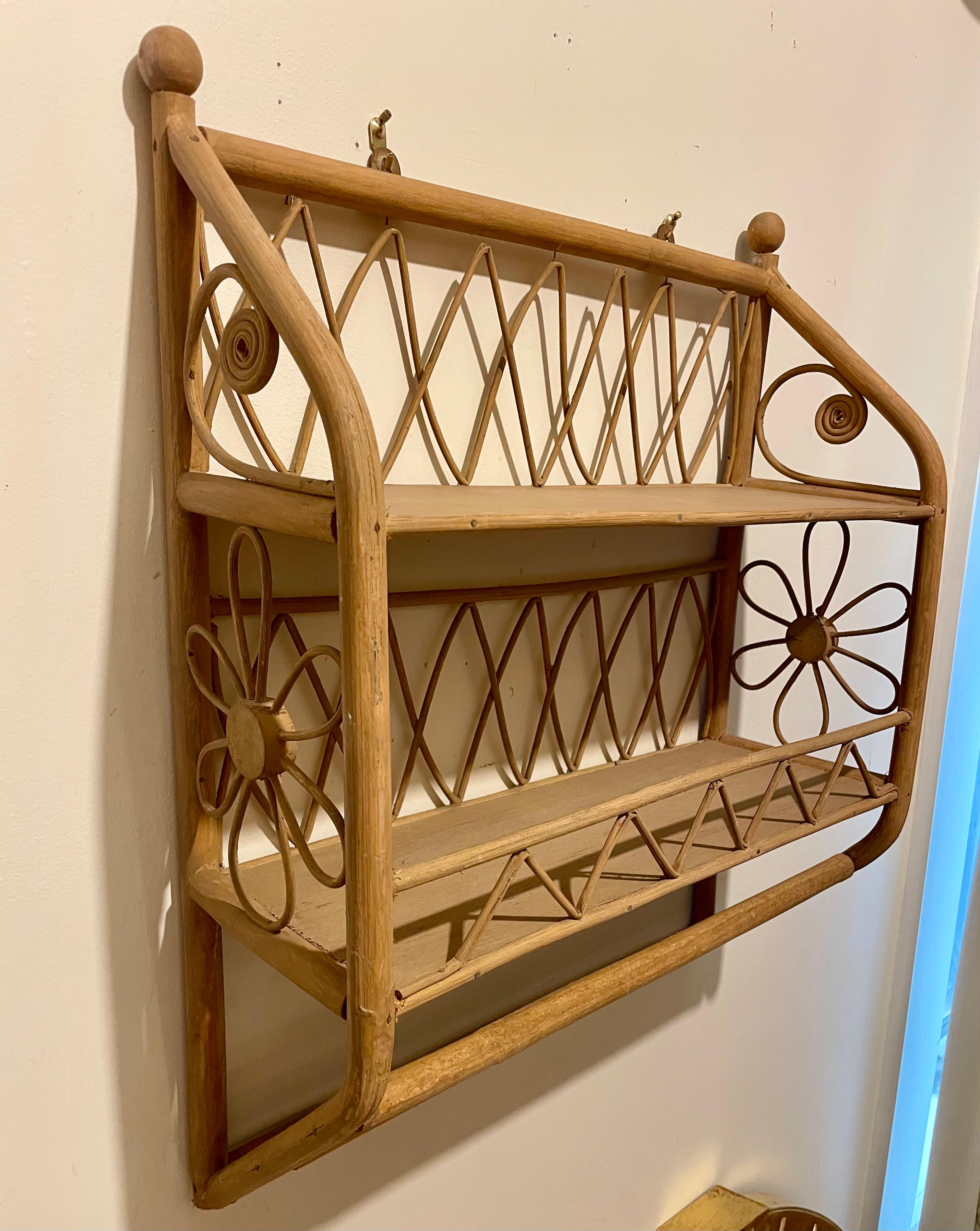 Estantería de pared de bambú y ratán Desconocido en venta