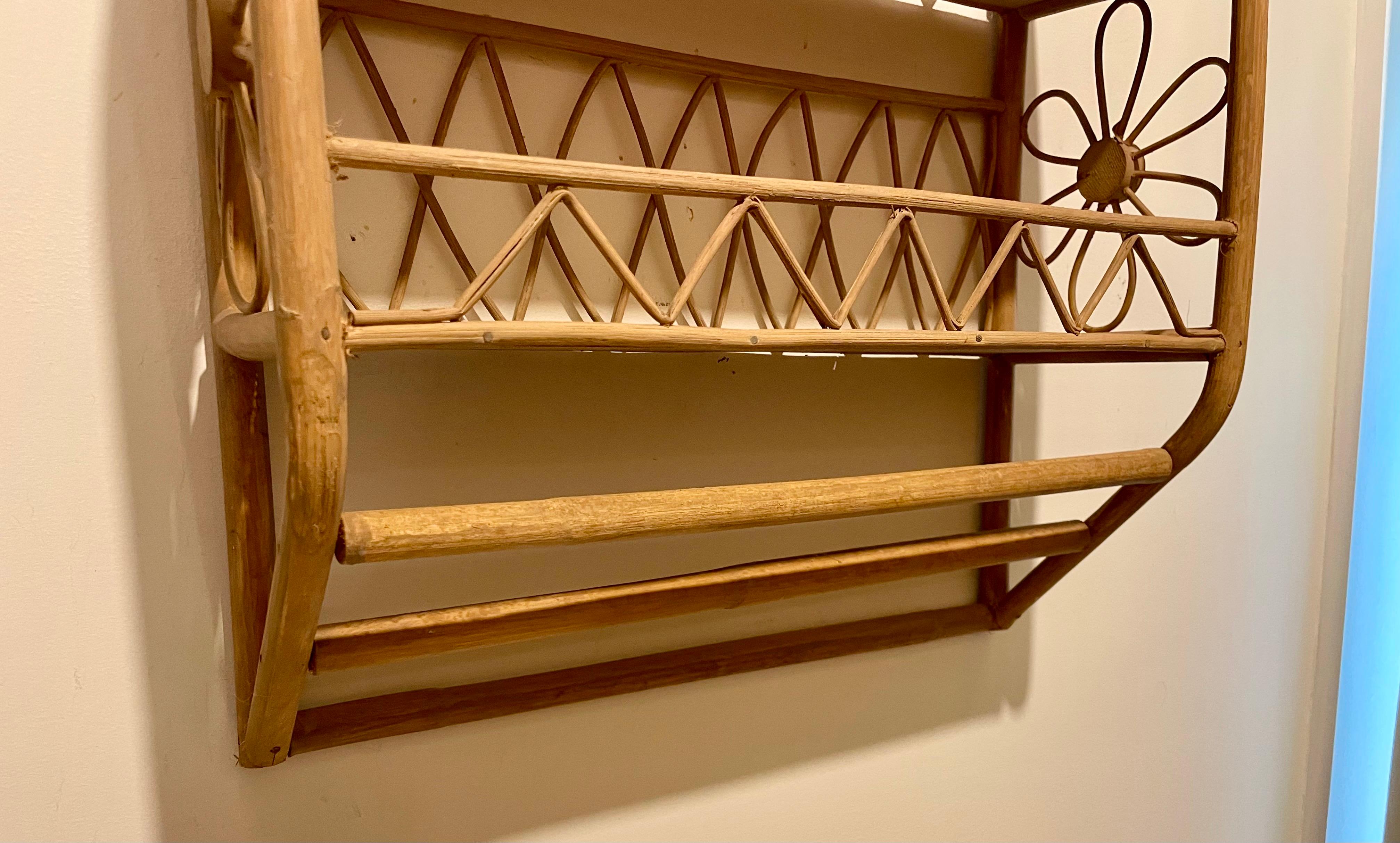 Estantería de pared de bambú y ratán Bambú en venta