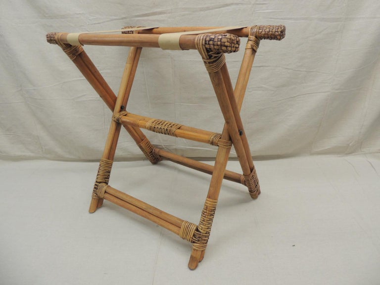 Bamboo and Rattan Woven Folding Luggage Stand at 1stDibs rattan luggage rack