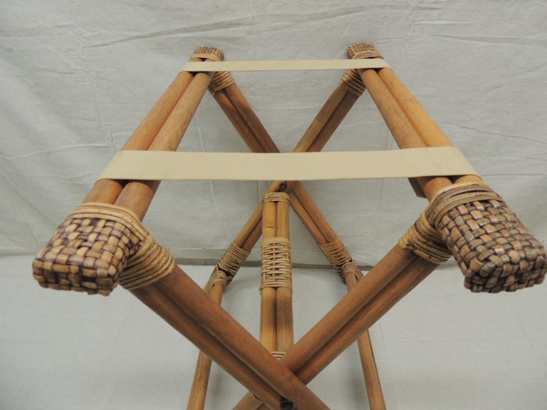 Bamboo and Rattan Woven Folding Luggage Stand at 1stDibs rattan luggage rack