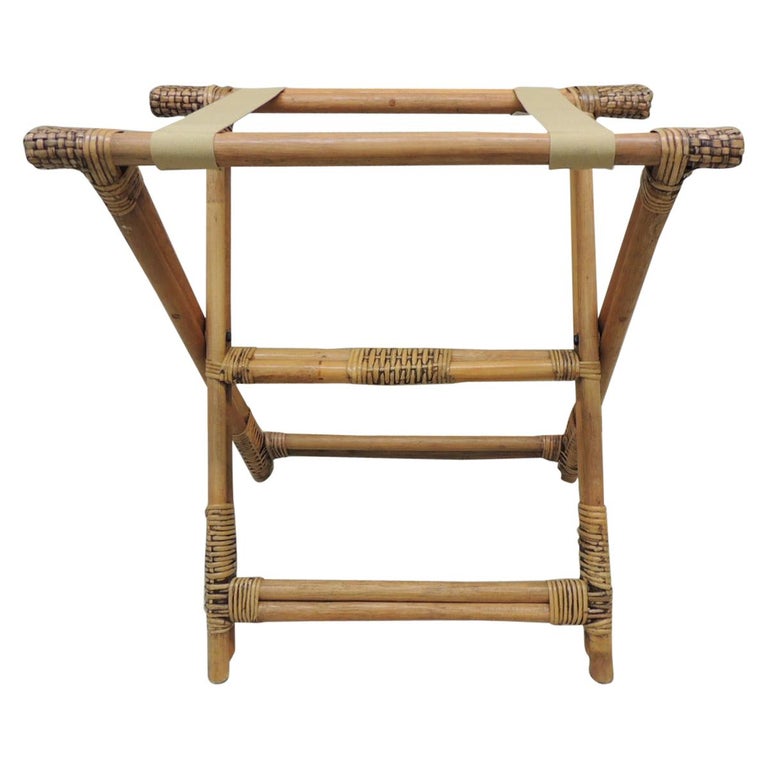 Bamboo and Rattan Woven Folding Luggage Stand at 1stDibs rattan luggage rack