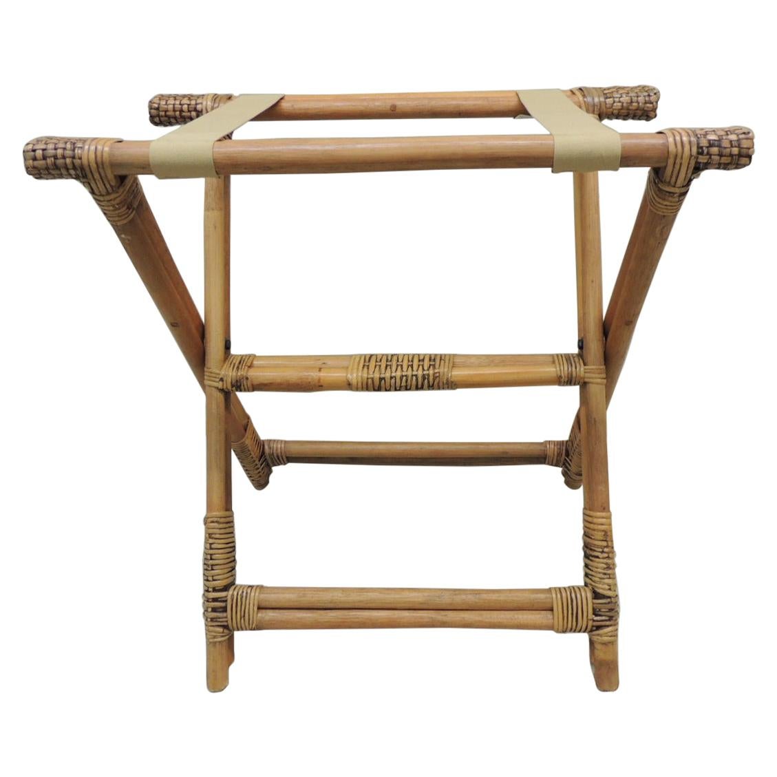 Bamboo and Rattan Woven Folding Luggage Stand