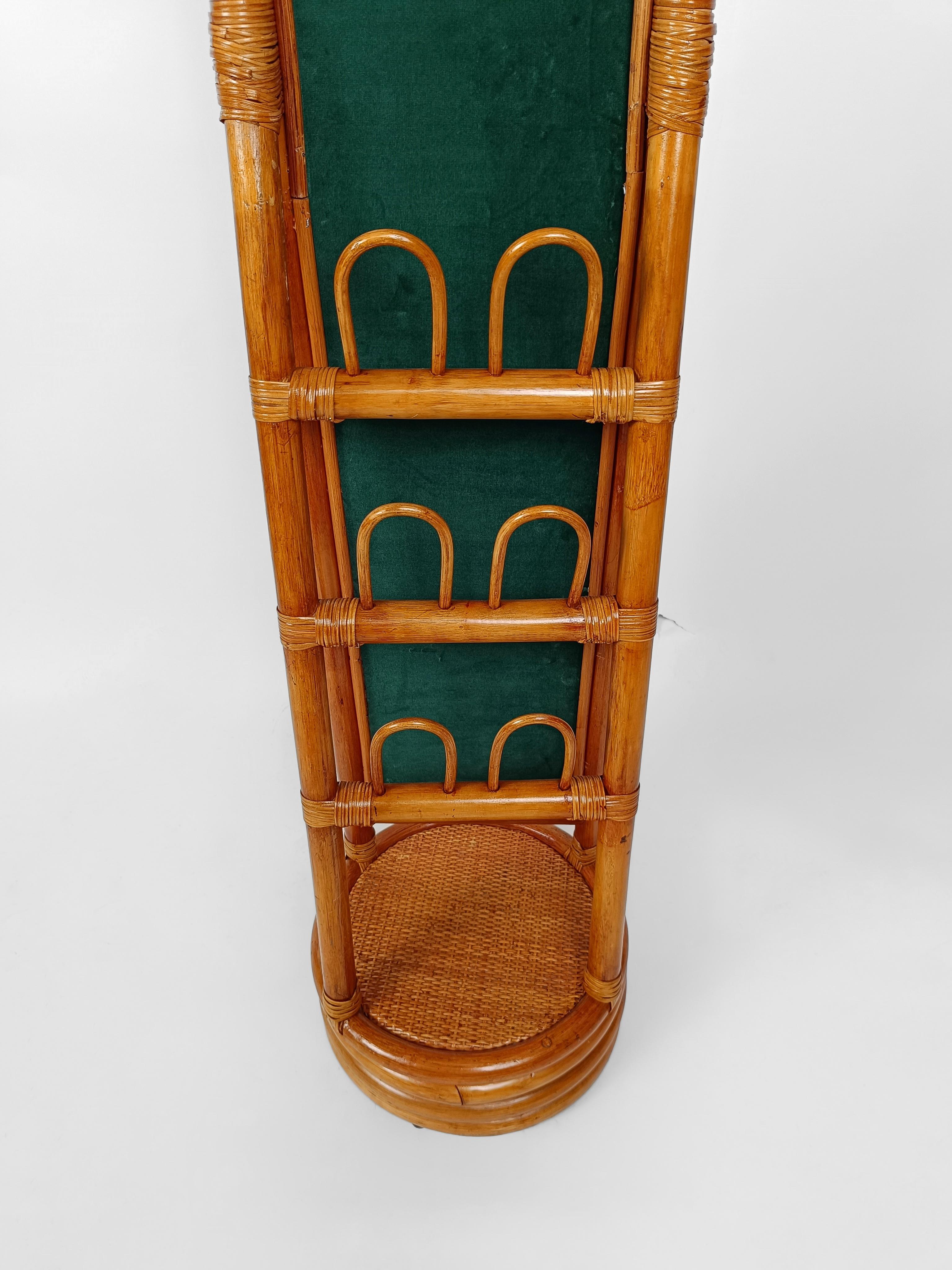 Bamboo and Rattan Woven  Full-length Rotating Floor Mirror, Italy 1970s For Sale 4