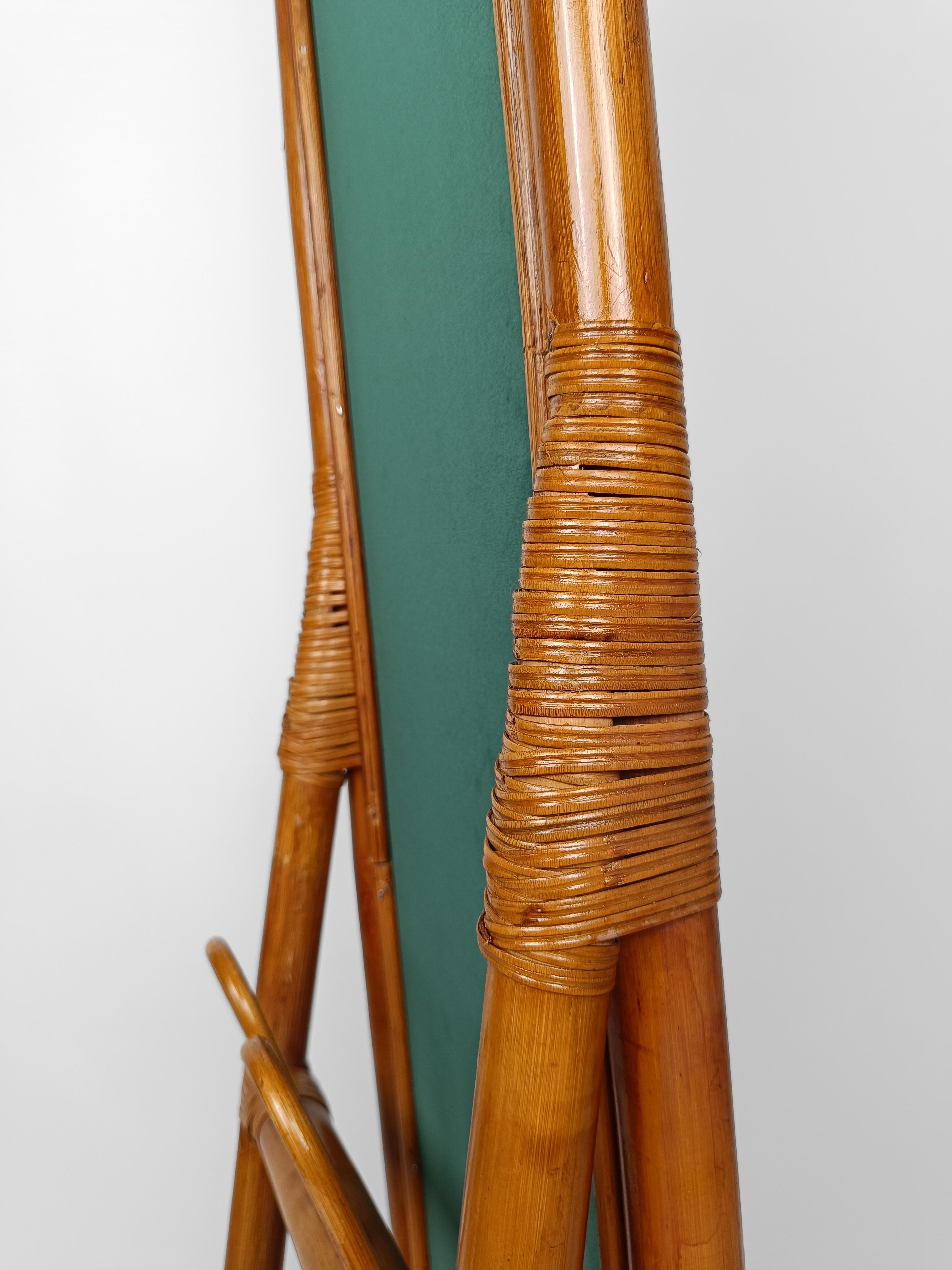 Gewebt aus Bambus und Rattan  Drehbarer Standspiegel in voller Länge, Italien 1970er Jahre im Angebot 10